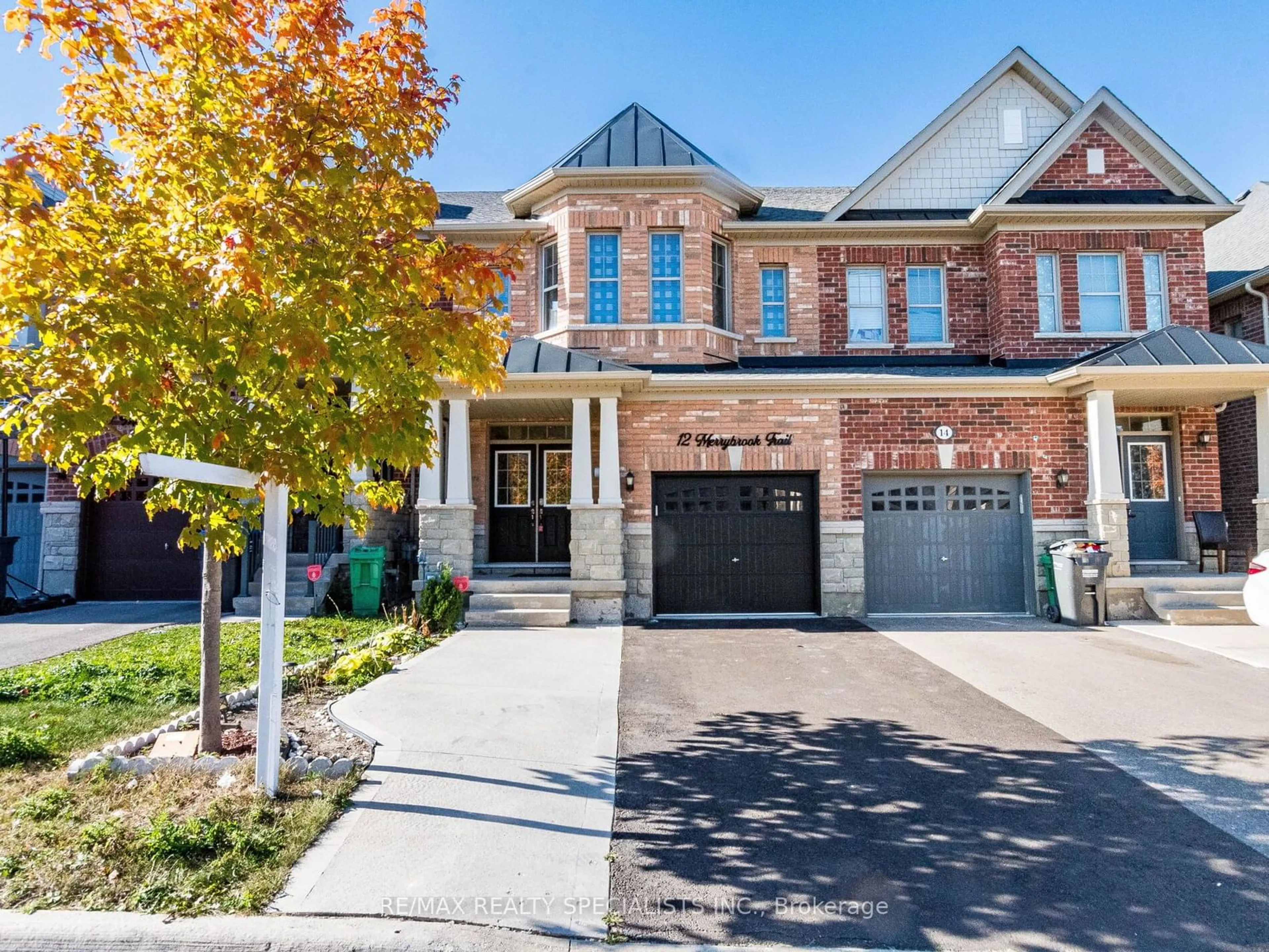 Home with brick exterior material for 12 Merrybrook Tr, Brampton Ontario L7A 4W1