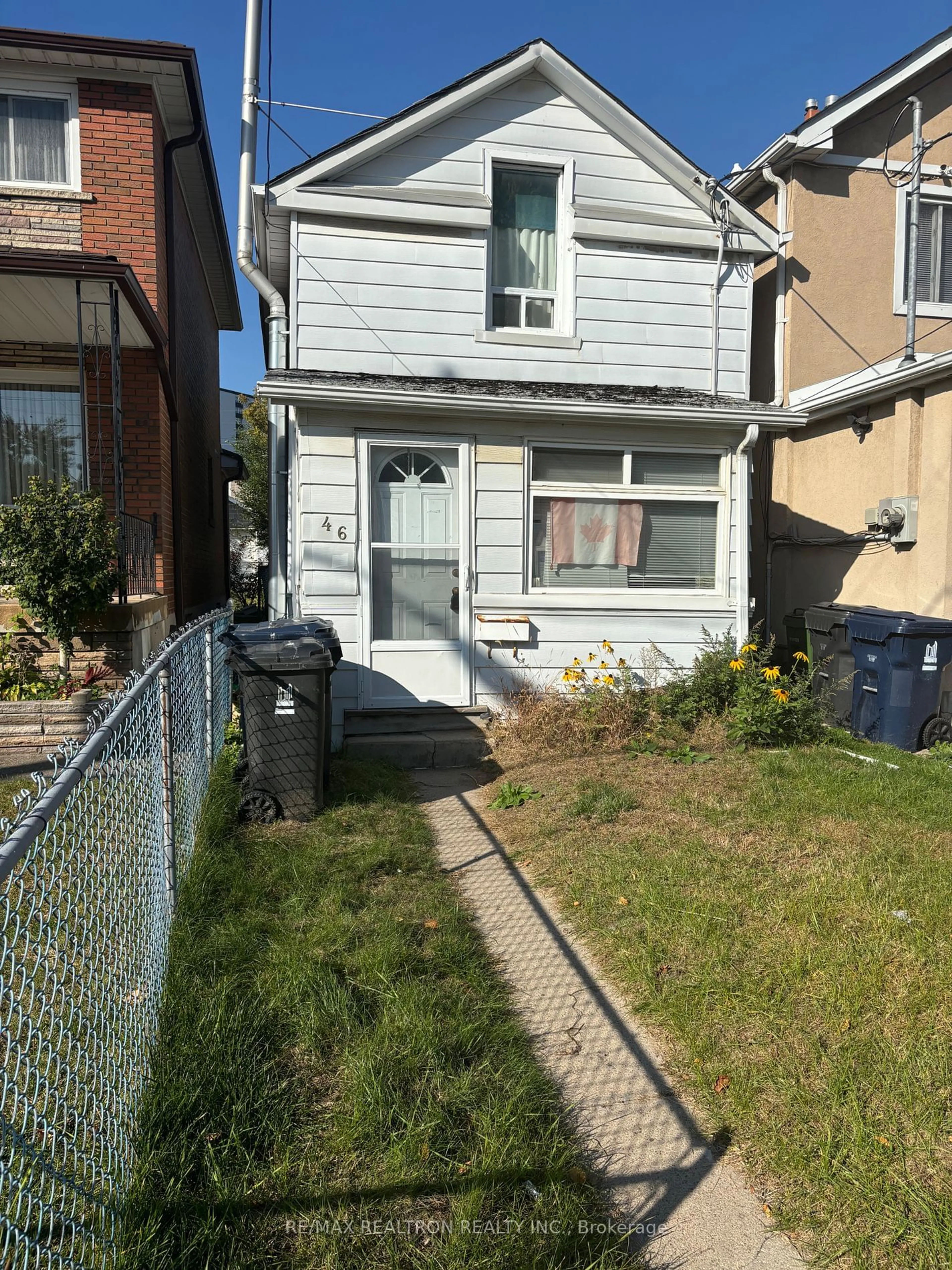 Frontside or backside of a home, the fenced backyard for 46 Pritchard Ave, Toronto Ontario M6N 1T3