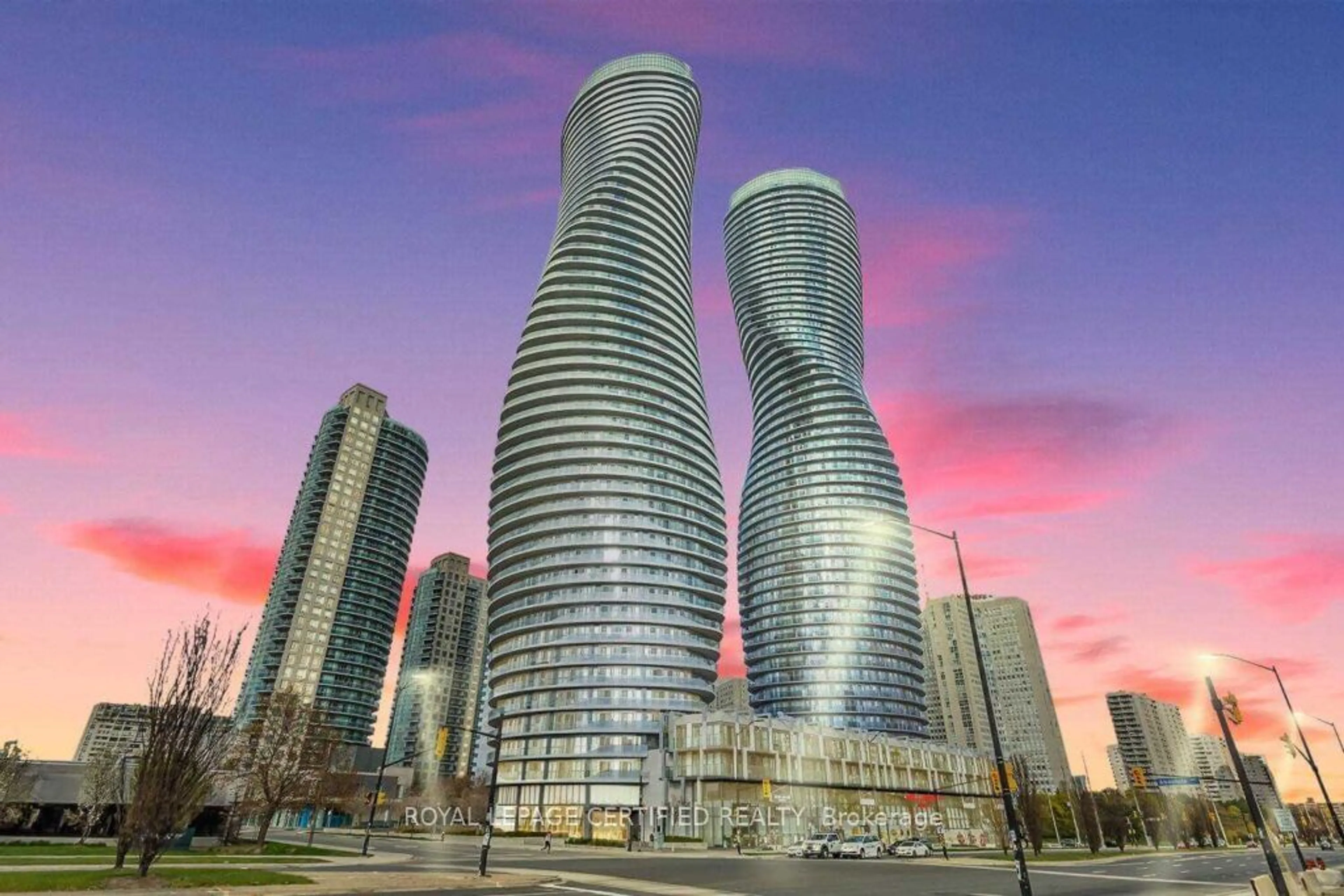 A pic from exterior of the house or condo, the view of city buildings for 60 Absolute Ave #2901, Mississauga Ontario L4Z 0A9