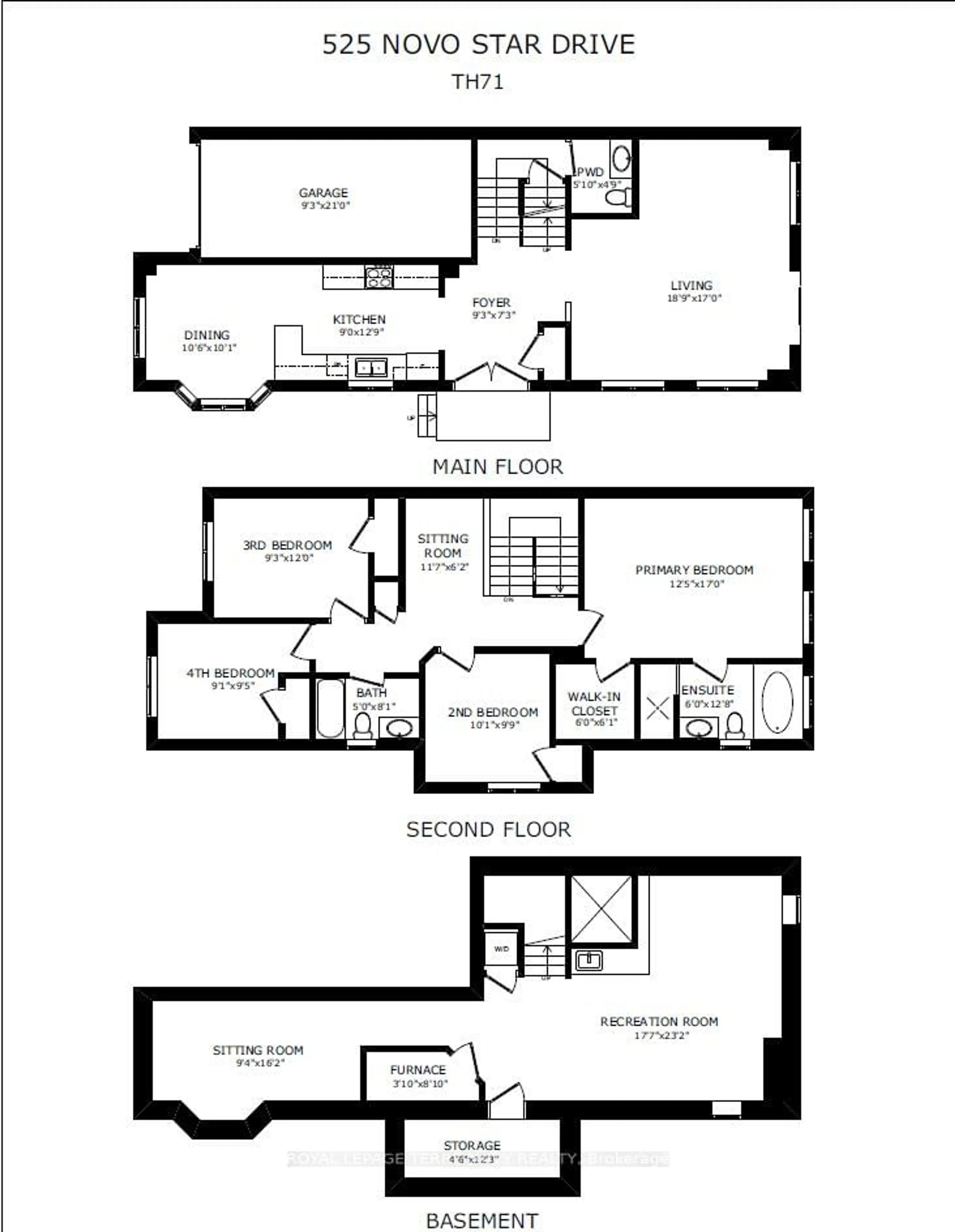 Floor plan for 525 Novo Star Dr #71, Mississauga Ontario L5W 1X8