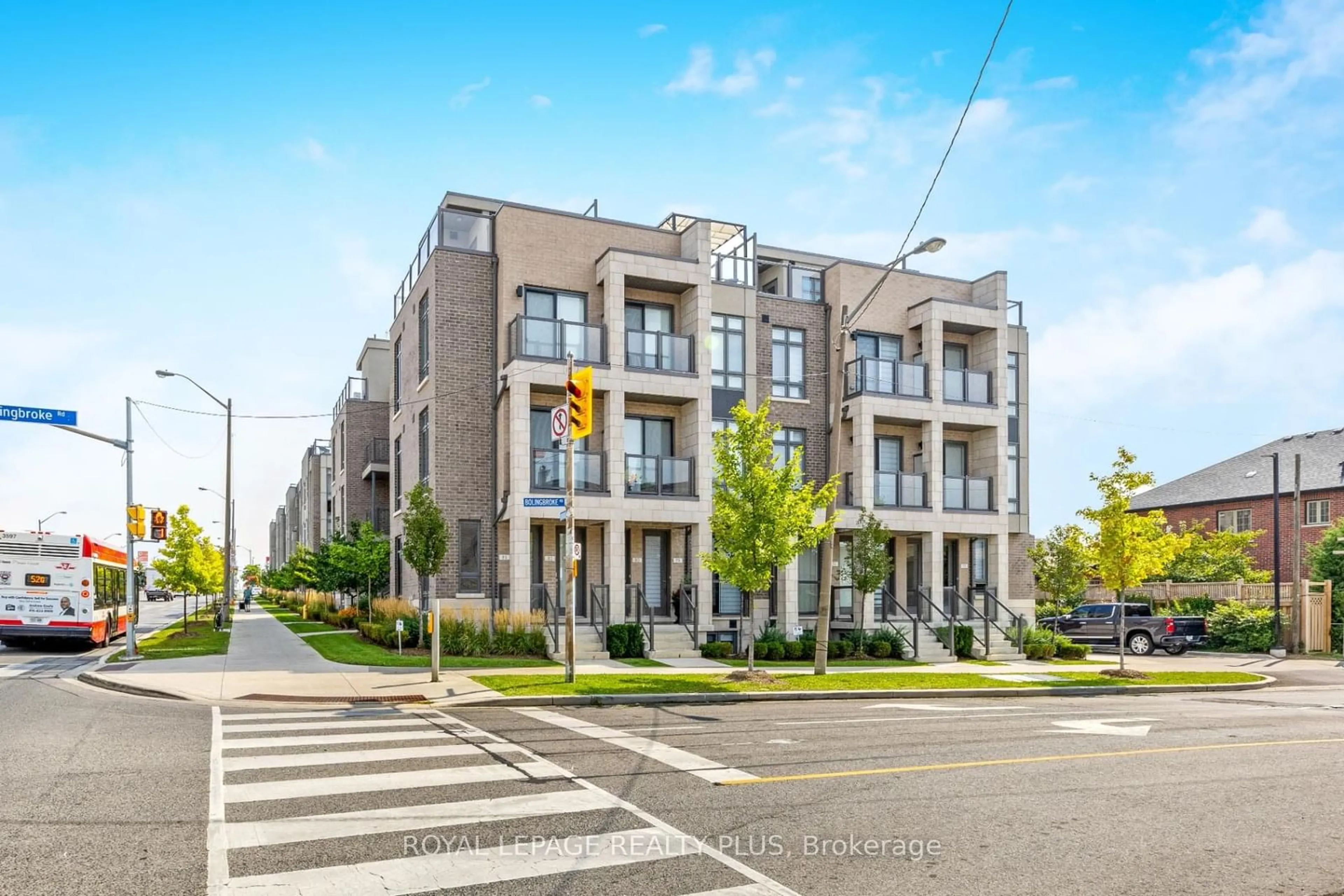 A pic from exterior of the house or condo, the street view for 721 Lawrence Ave #84, Toronto Ontario M6A 1B4