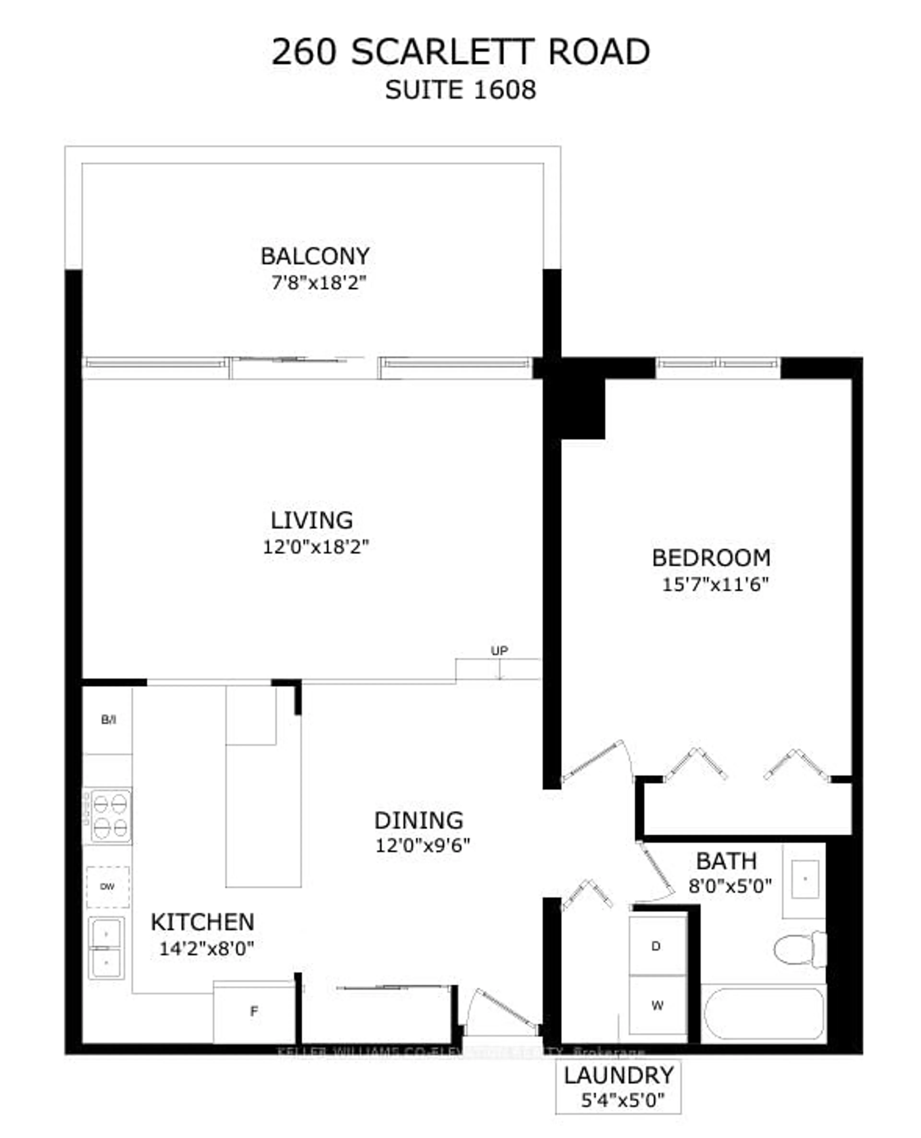 Floor plan for 260 Scarlett Rd #1608, Toronto Ontario M6N 4X6