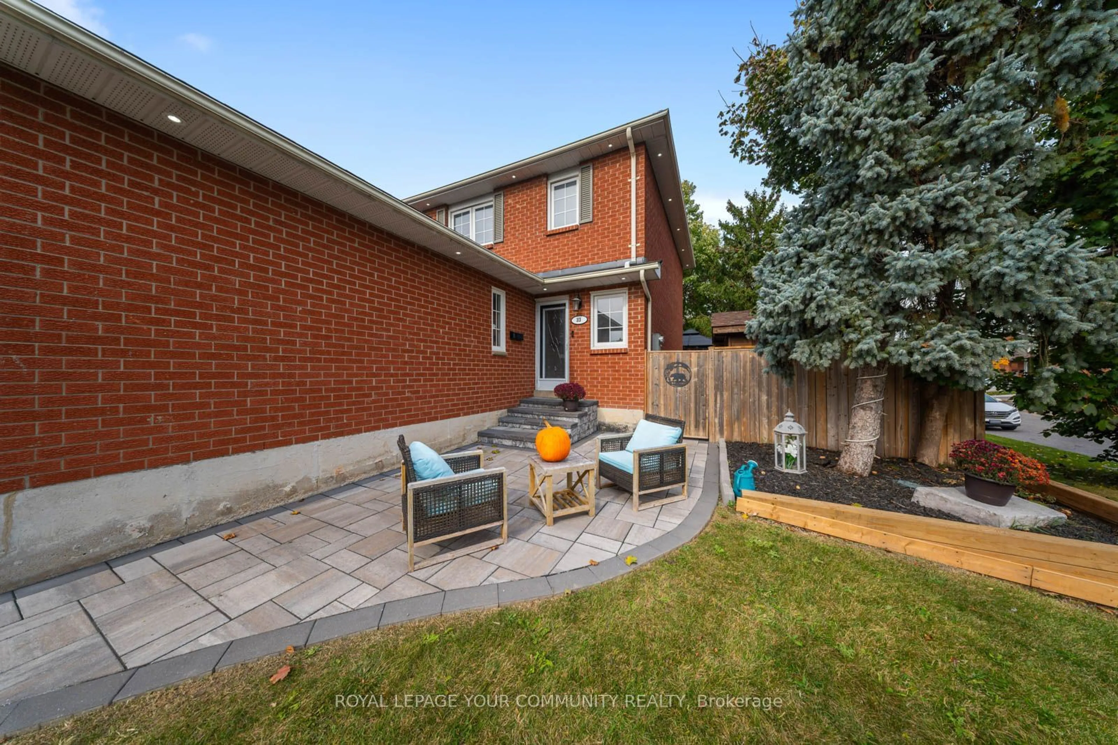 Patio, the fenced backyard for 33 Deerpark Cres, Brampton Ontario L6X 2T6