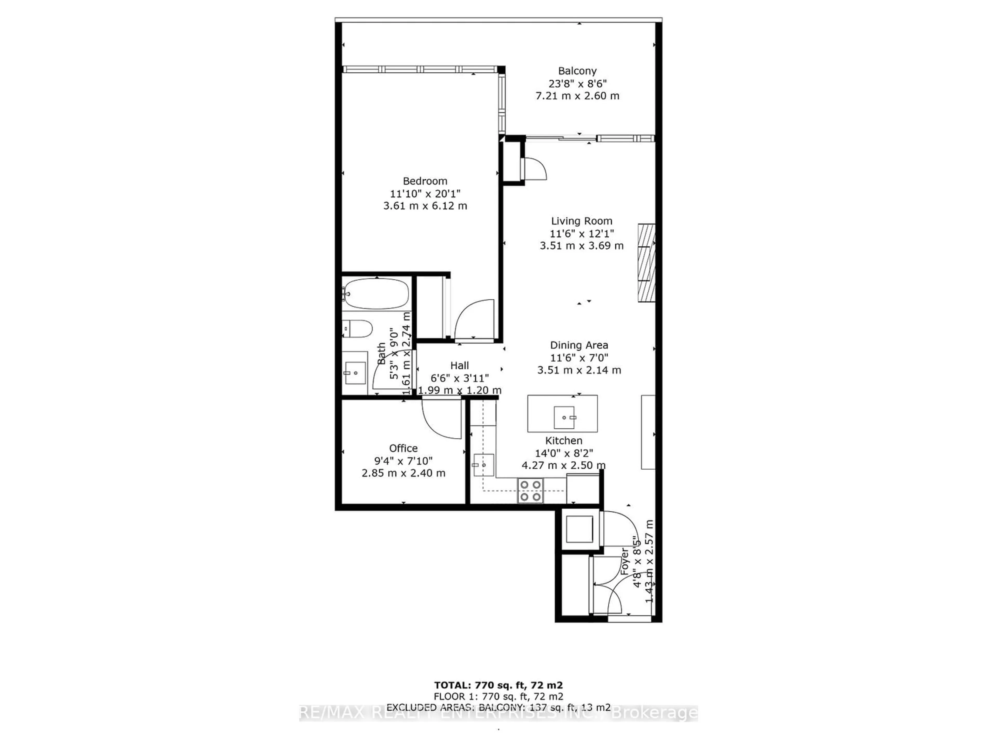 Floor plan for 1 Hurontario St #213, Mississauga Ontario L5G 0A3