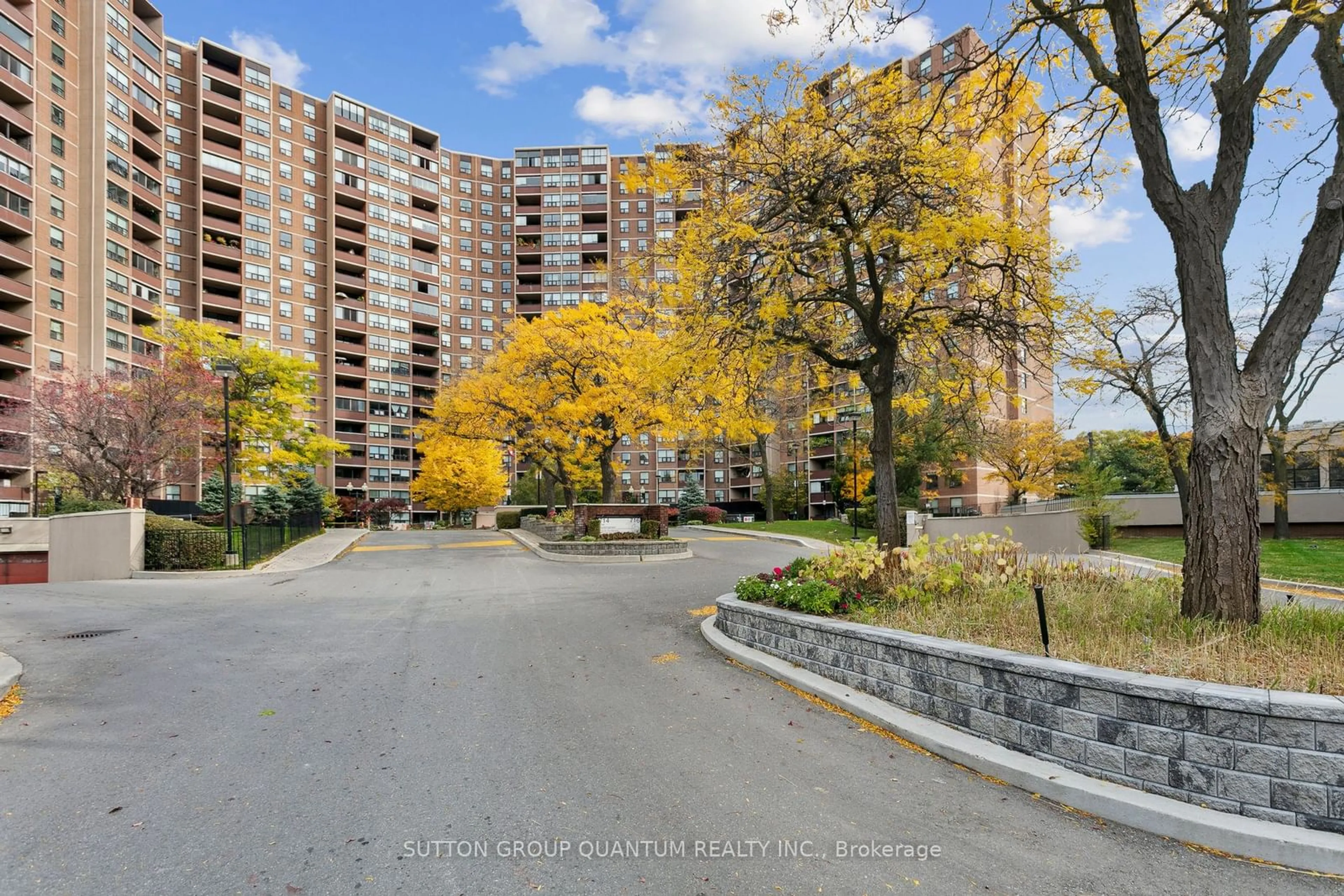 A pic from exterior of the house or condo, the street view for 716 The West Mall #804, Toronto Ontario M9C 4X6