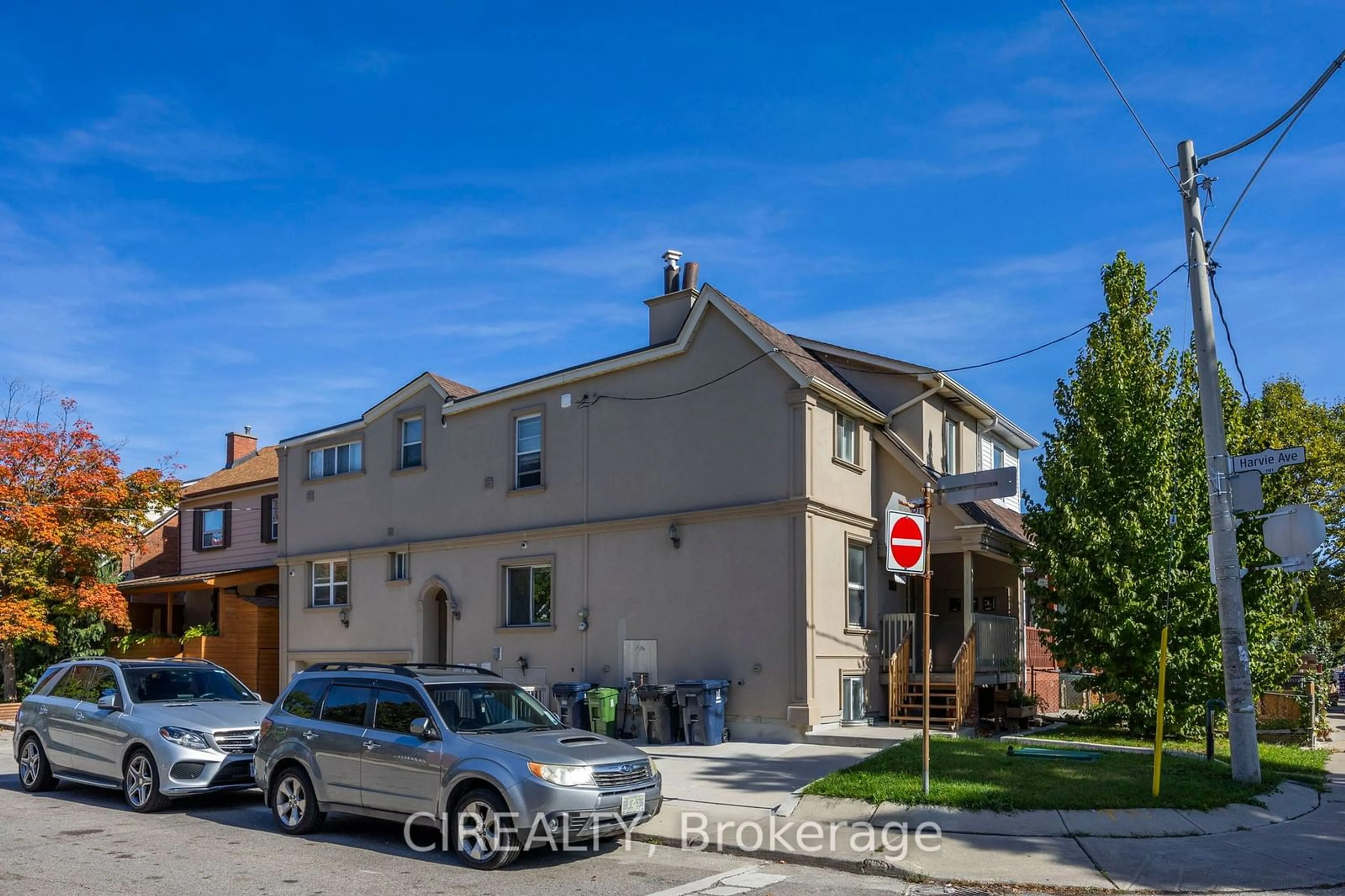 A pic from exterior of the house or condo, the street view for 180 Morrison Ave, Toronto Ontario M6E 1M7