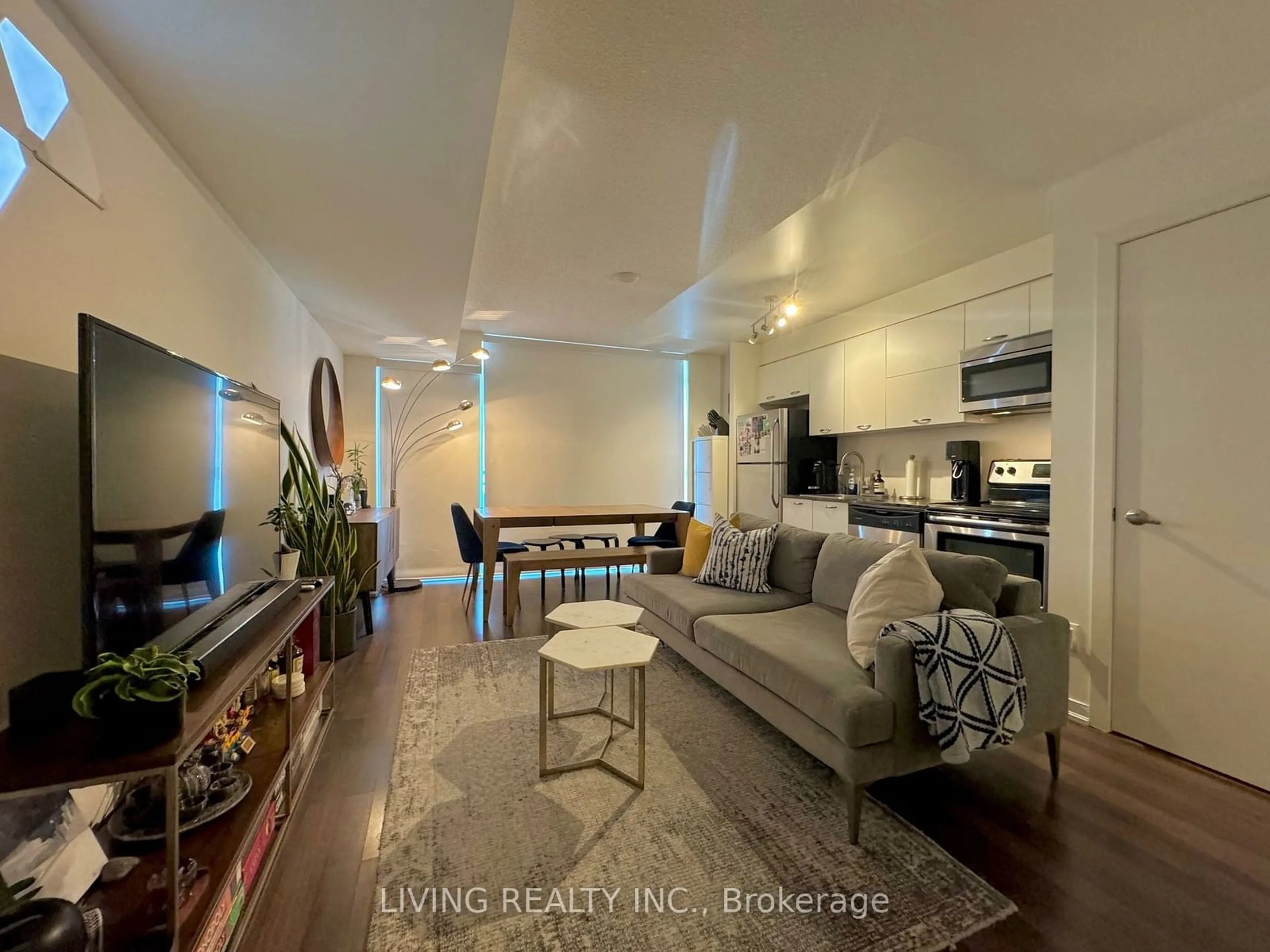 Living room, wood floors for 38 Joe Shuster Way #2102, Toronto Ontario M6K 0A5