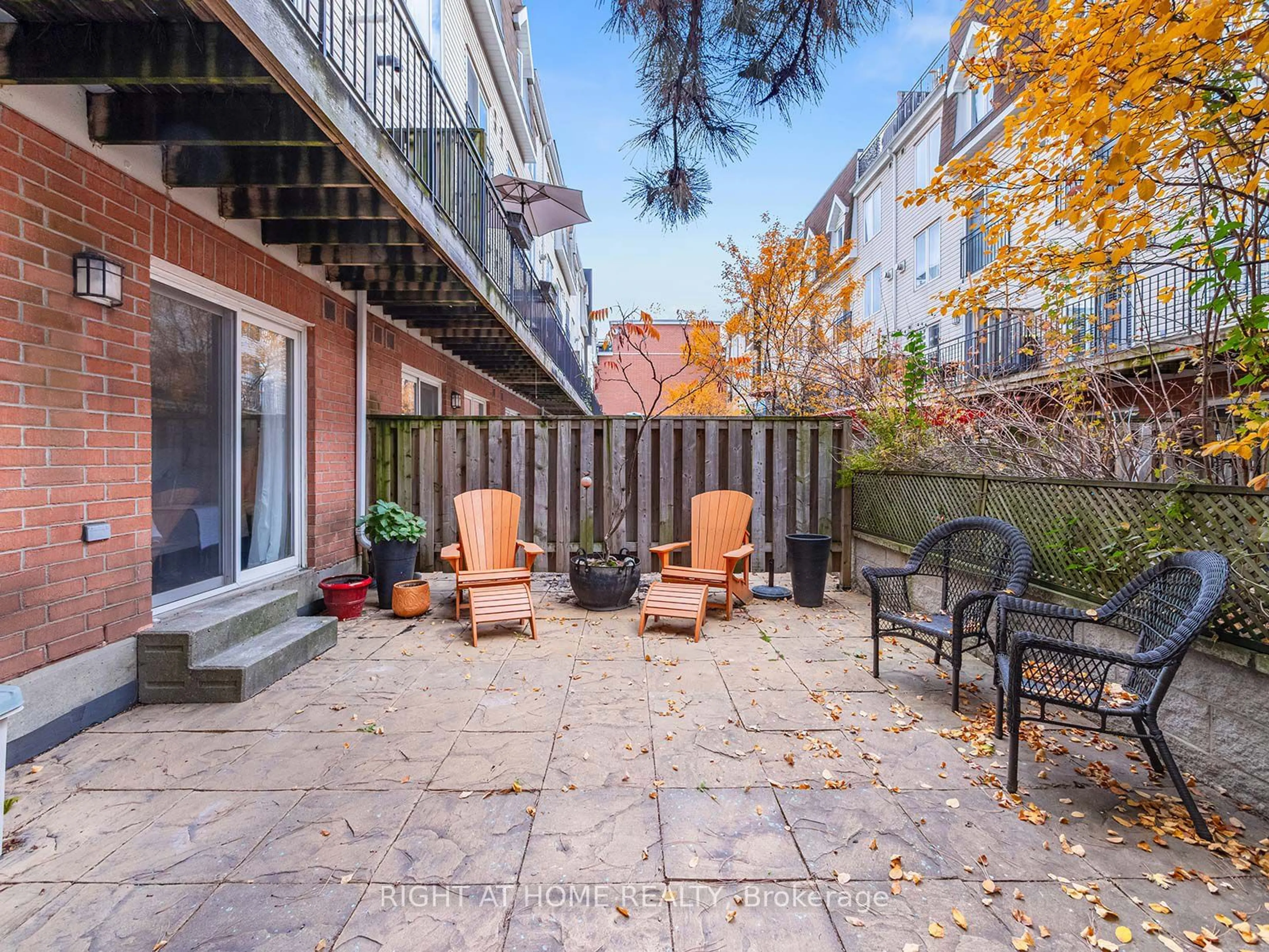 Patio, the fenced backyard for 26 Laidlaw St #1533, Toronto Ontario M6K 1X2