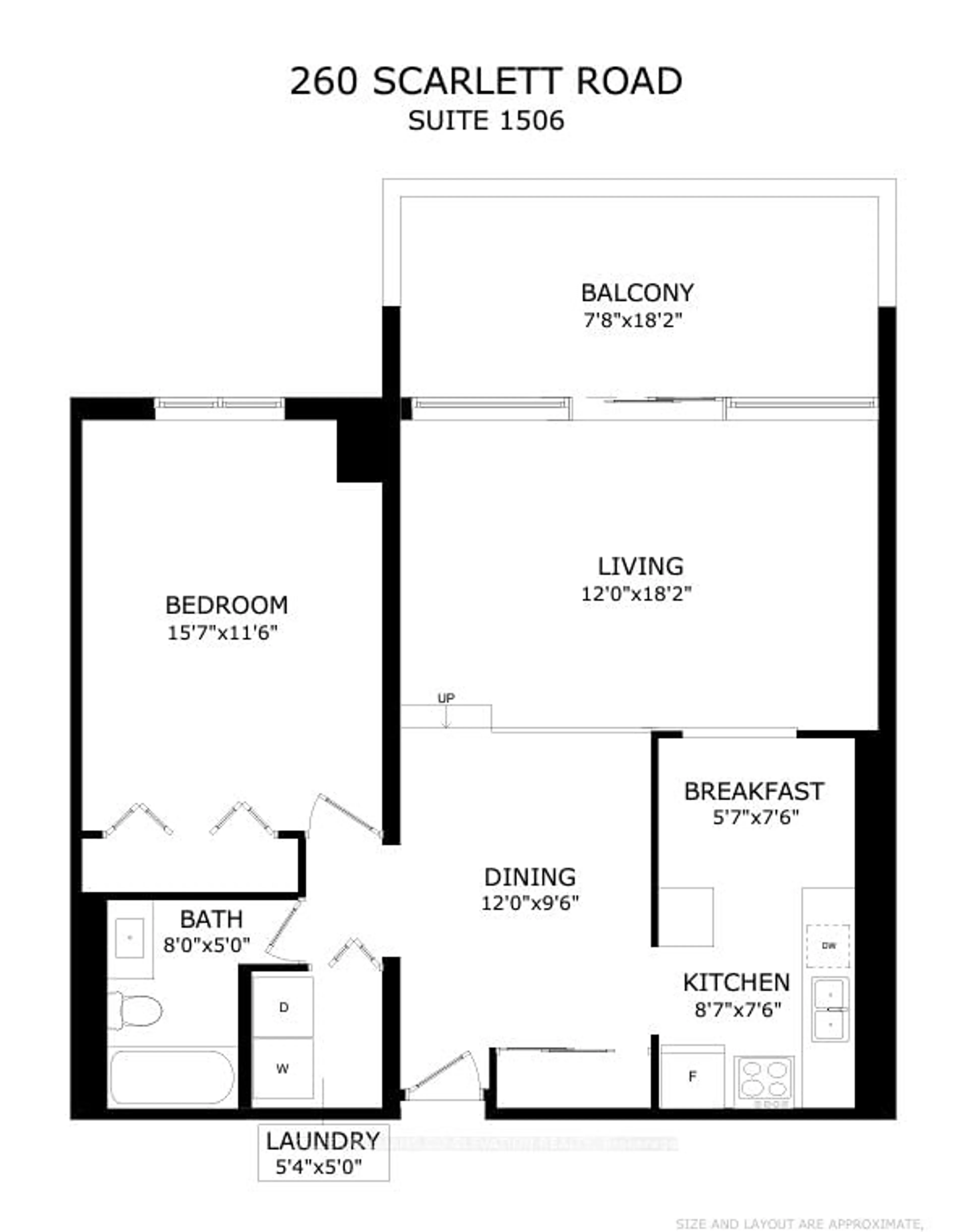 Floor plan for 260 Scarlett Rd #1506, Toronto Ontario M6N 4X6