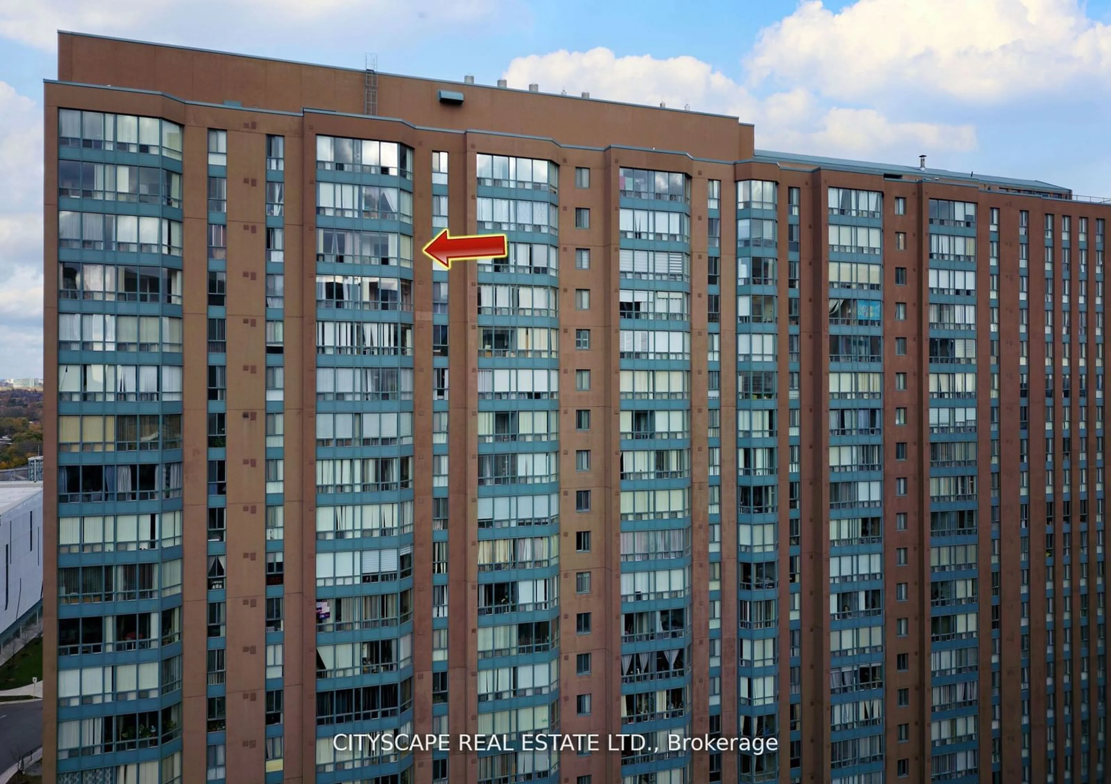 Balcony in the apartment, the view of city buildings for 115 Hillcrest Ave #2110, Mississauga Ontario L5B 3Y9