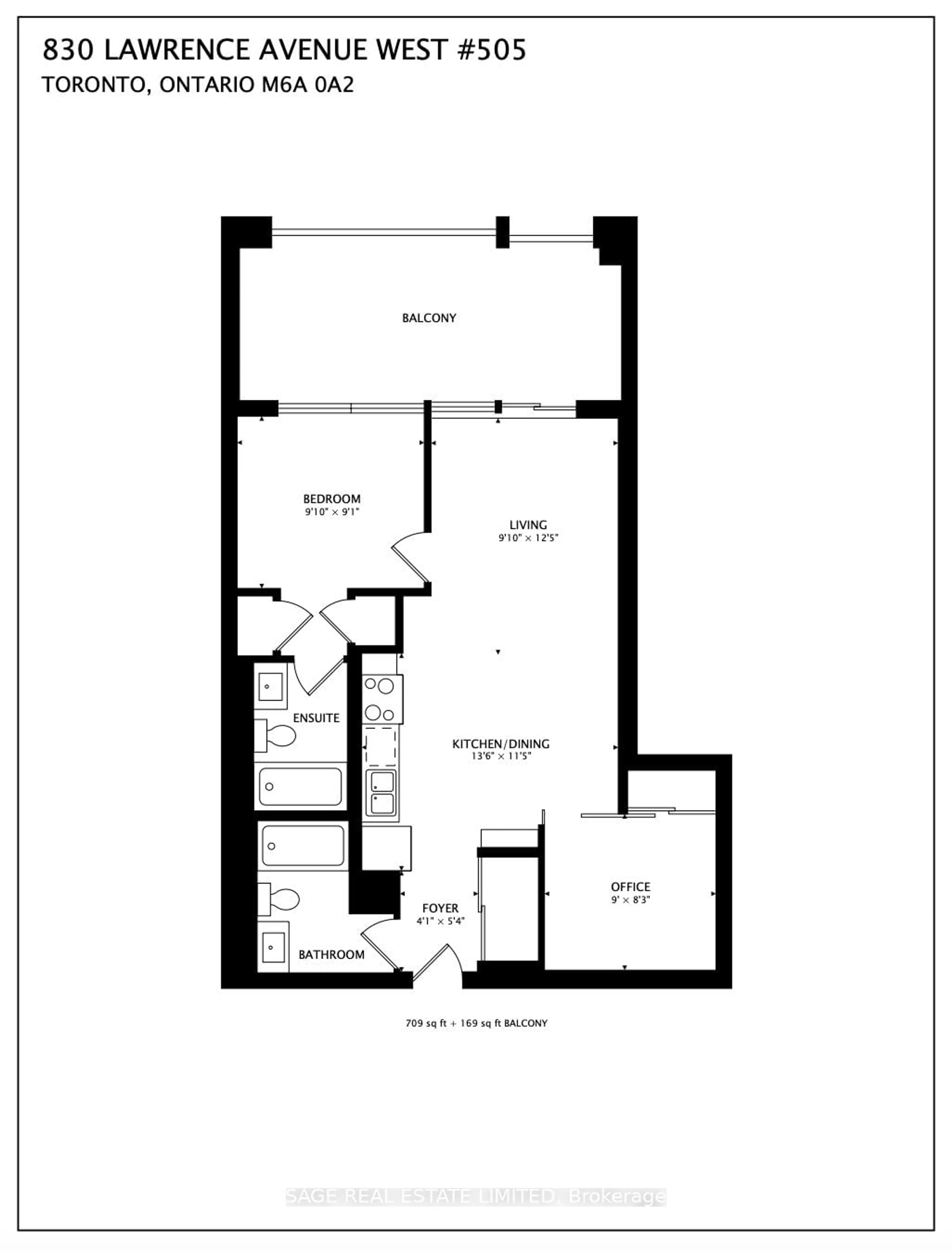 Floor plan for 830 lawrence Ave #505, Toronto Ontario M6A 0A2