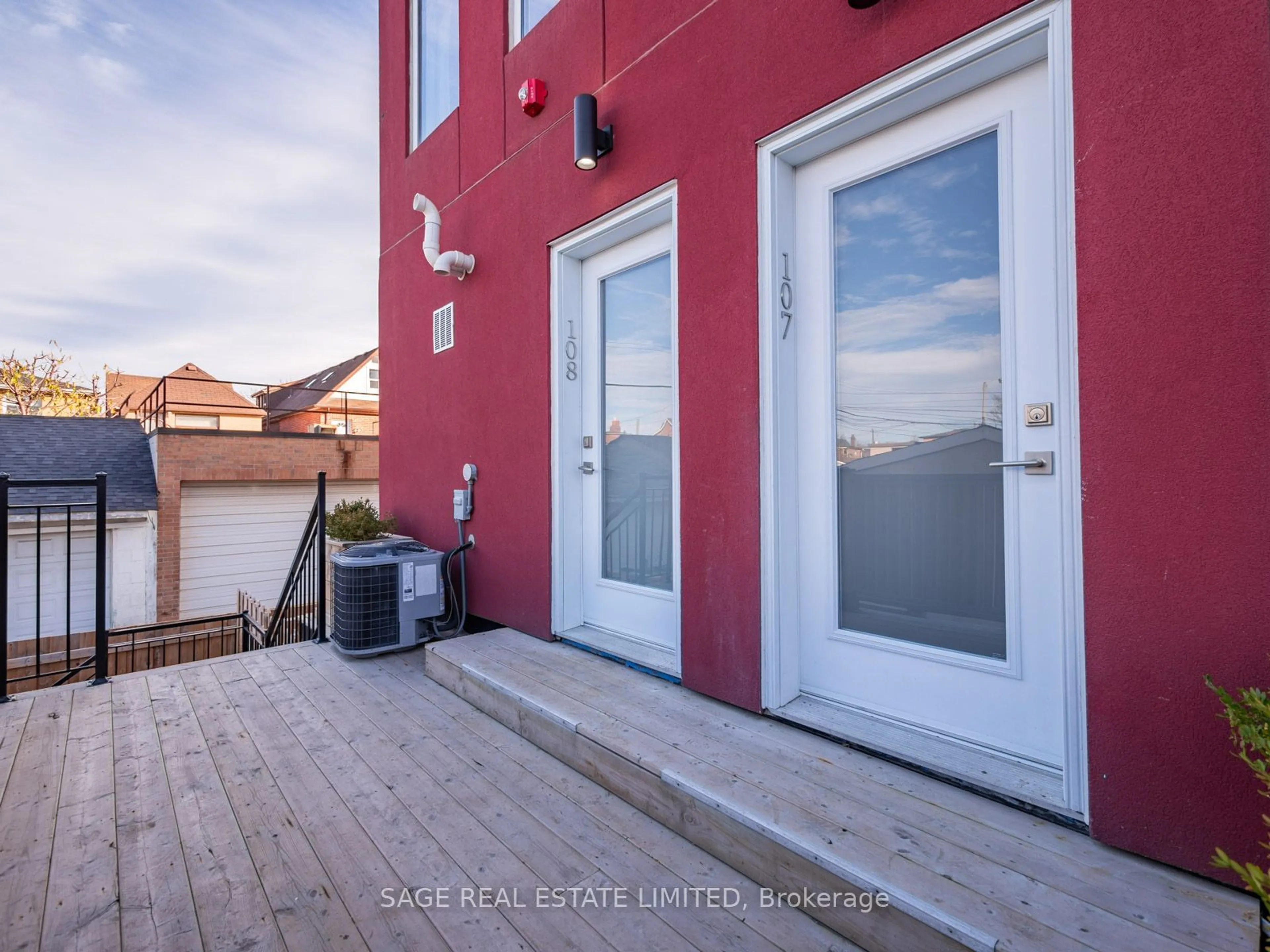 Balcony in the apartment, the street view for 1183 Dufferin St #108, Toronto Ontario M6H 4B7