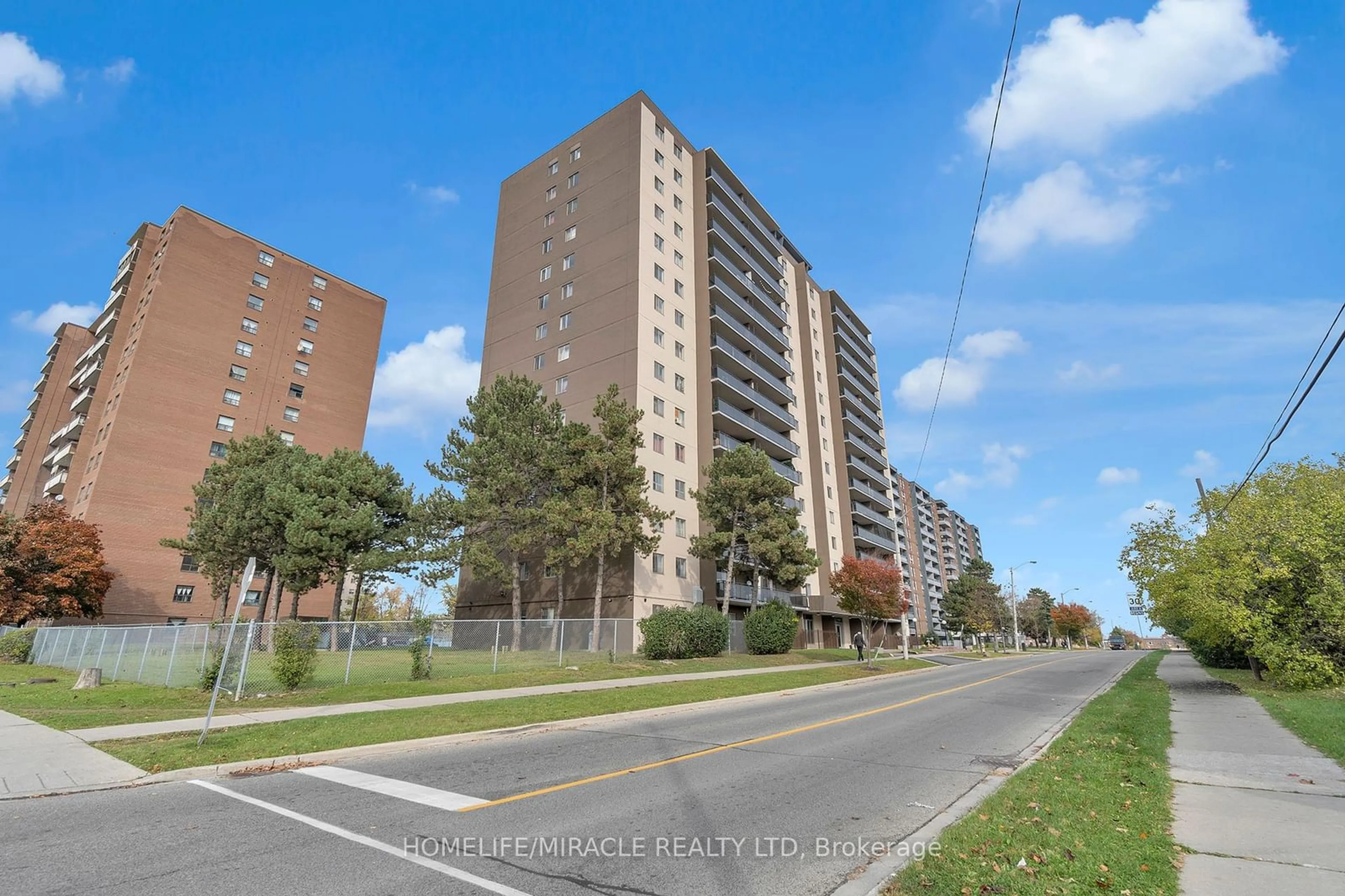 A pic from exterior of the house or condo, the street view for 60 Stevenson Rd #302, Toronto Ontario M9V 2B4