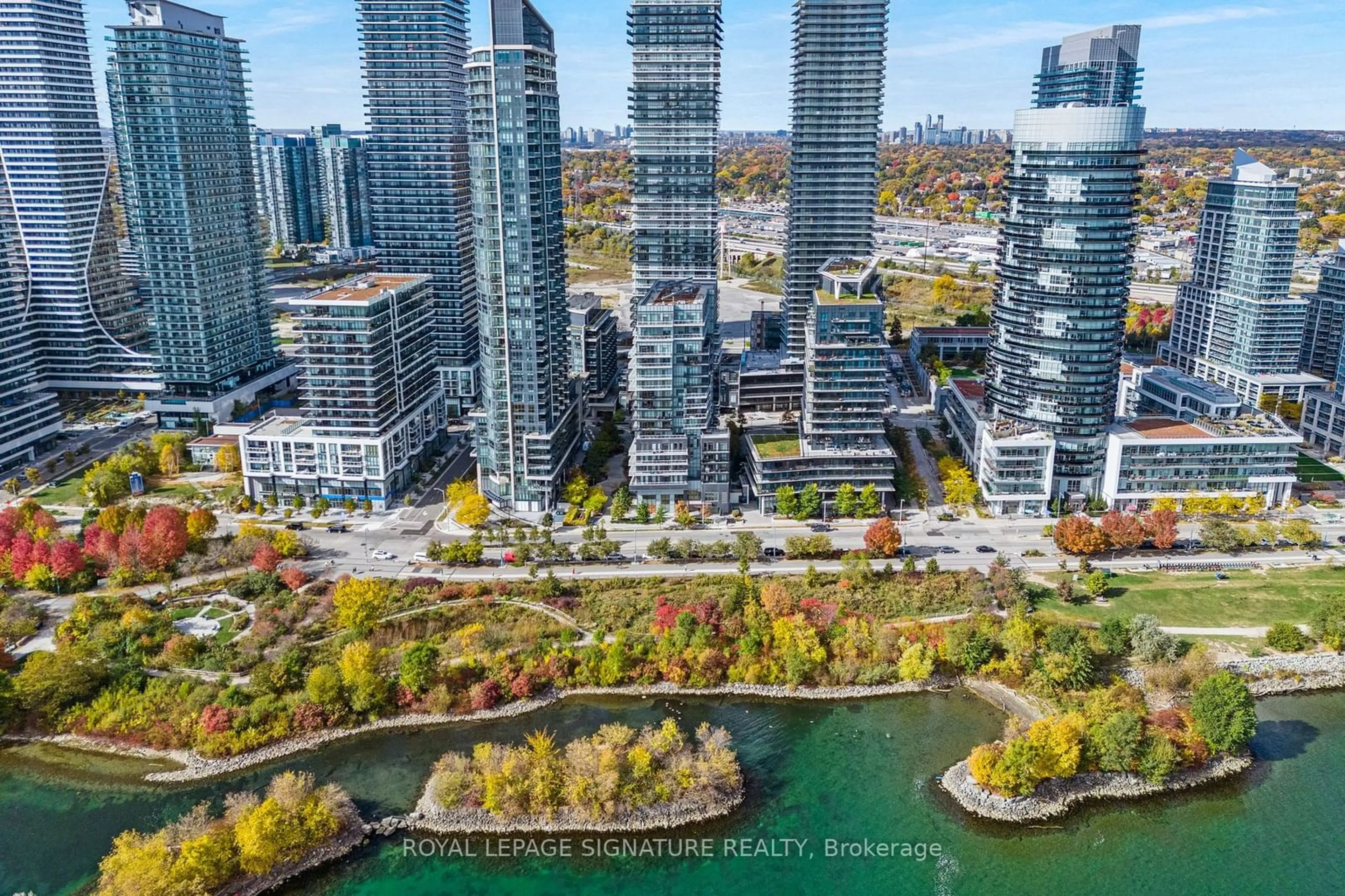 A pic from exterior of the house or condo, the view of city buildings for 110 Marine Parade Dr #1006, Toronto Ontario M8V 0A3