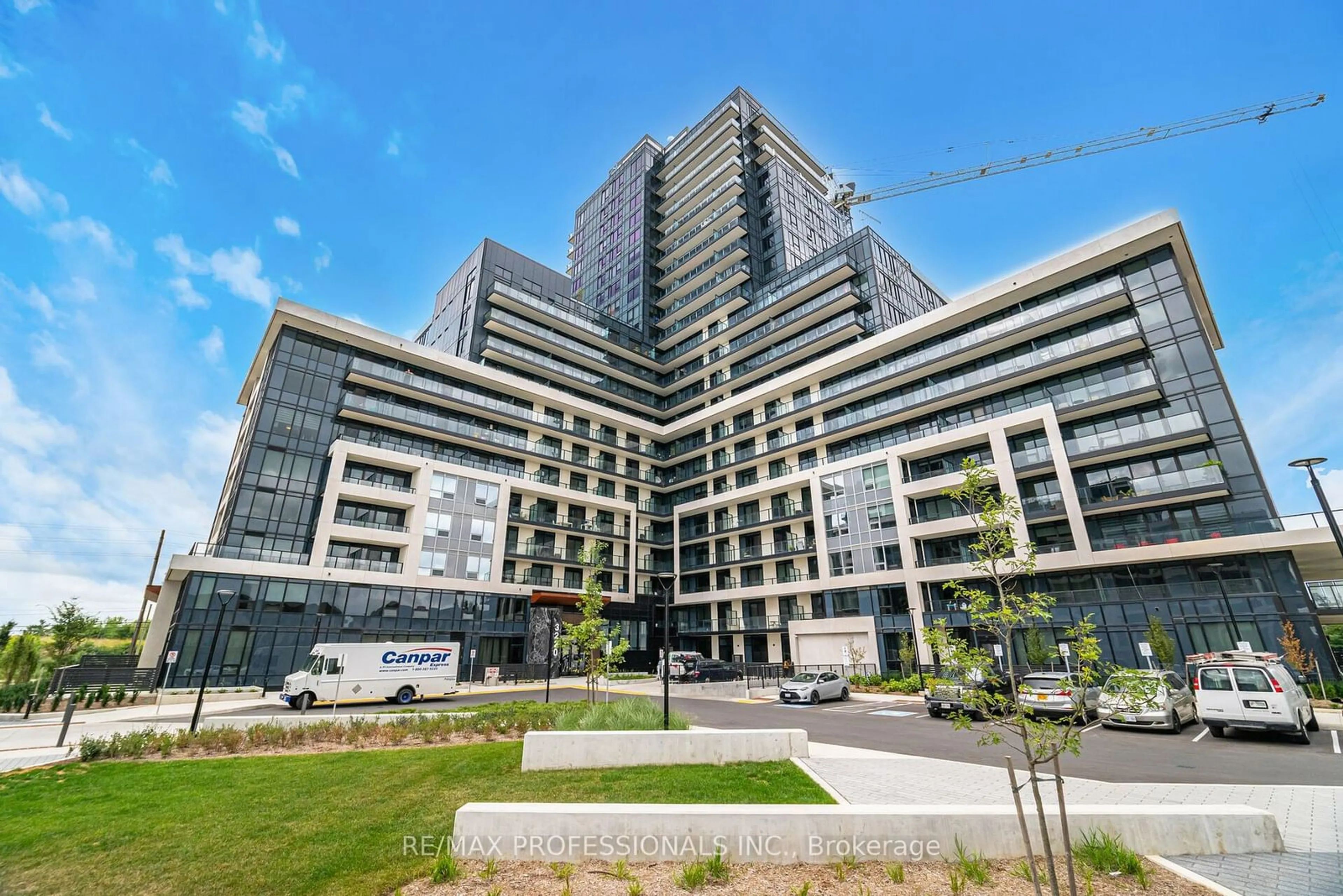 A pic from exterior of the house or condo, the view of city buildings for 3220 William Coltson Ave #512, Oakville Ontario L6H 7X9