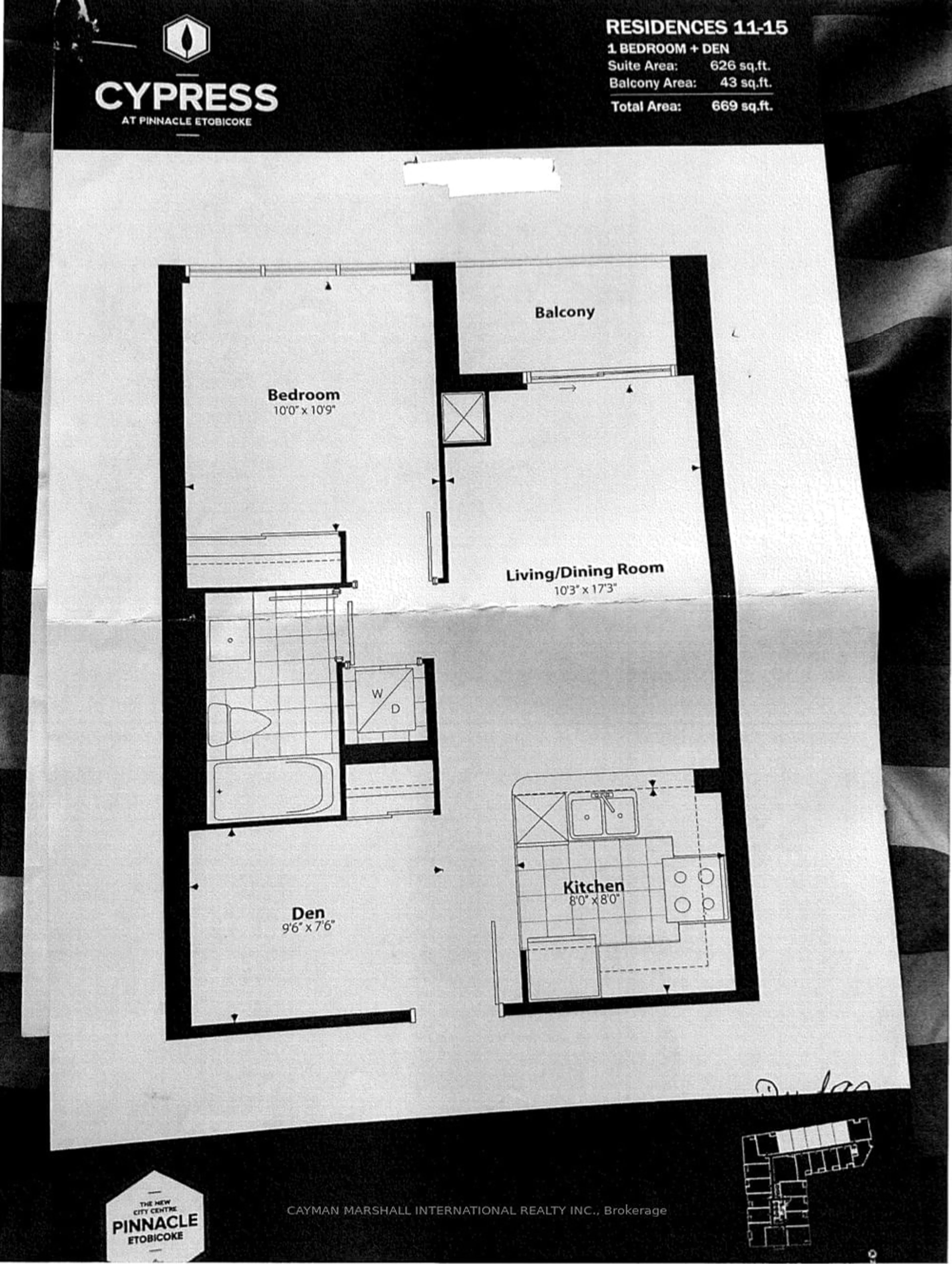 Floor plan for 50 Thomas Riley Rd #511, Toronto Ontario M9B 0C5