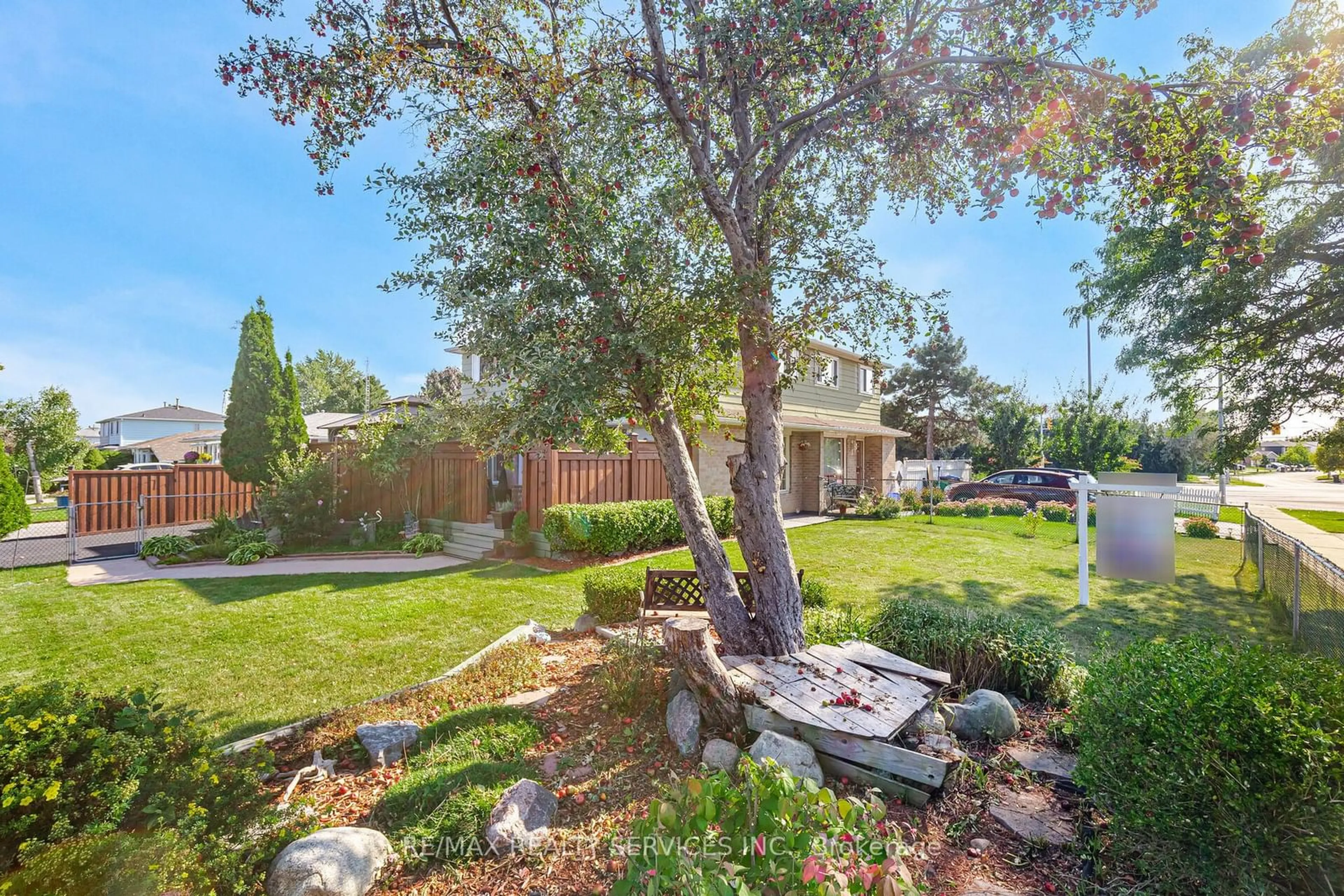 Patio, the fenced backyard for 97 Juniper Cres, Brampton Ontario L6S 1J9