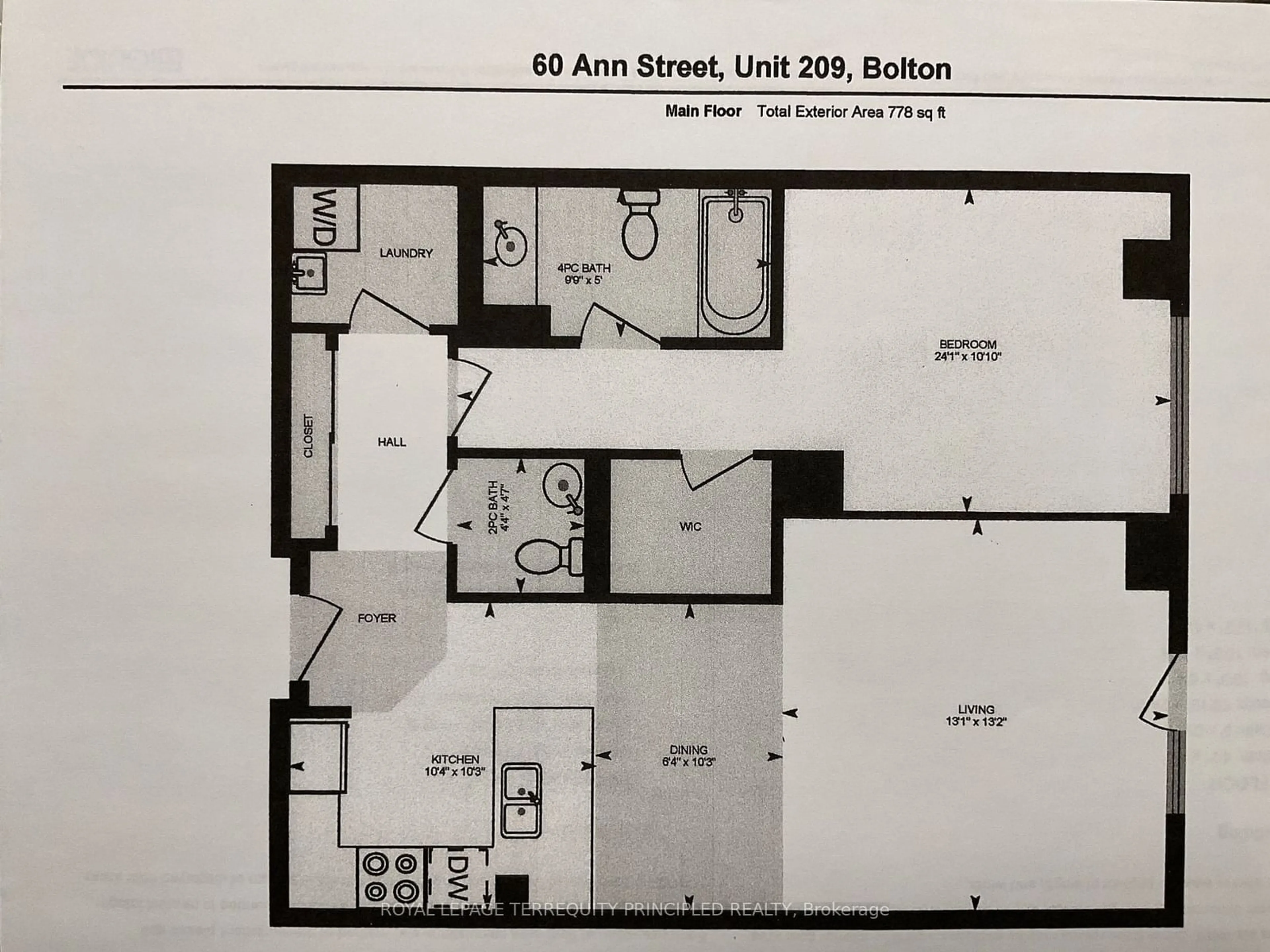 Floor plan for 60 Ann St #209, Caledon Ontario L7E 4G5