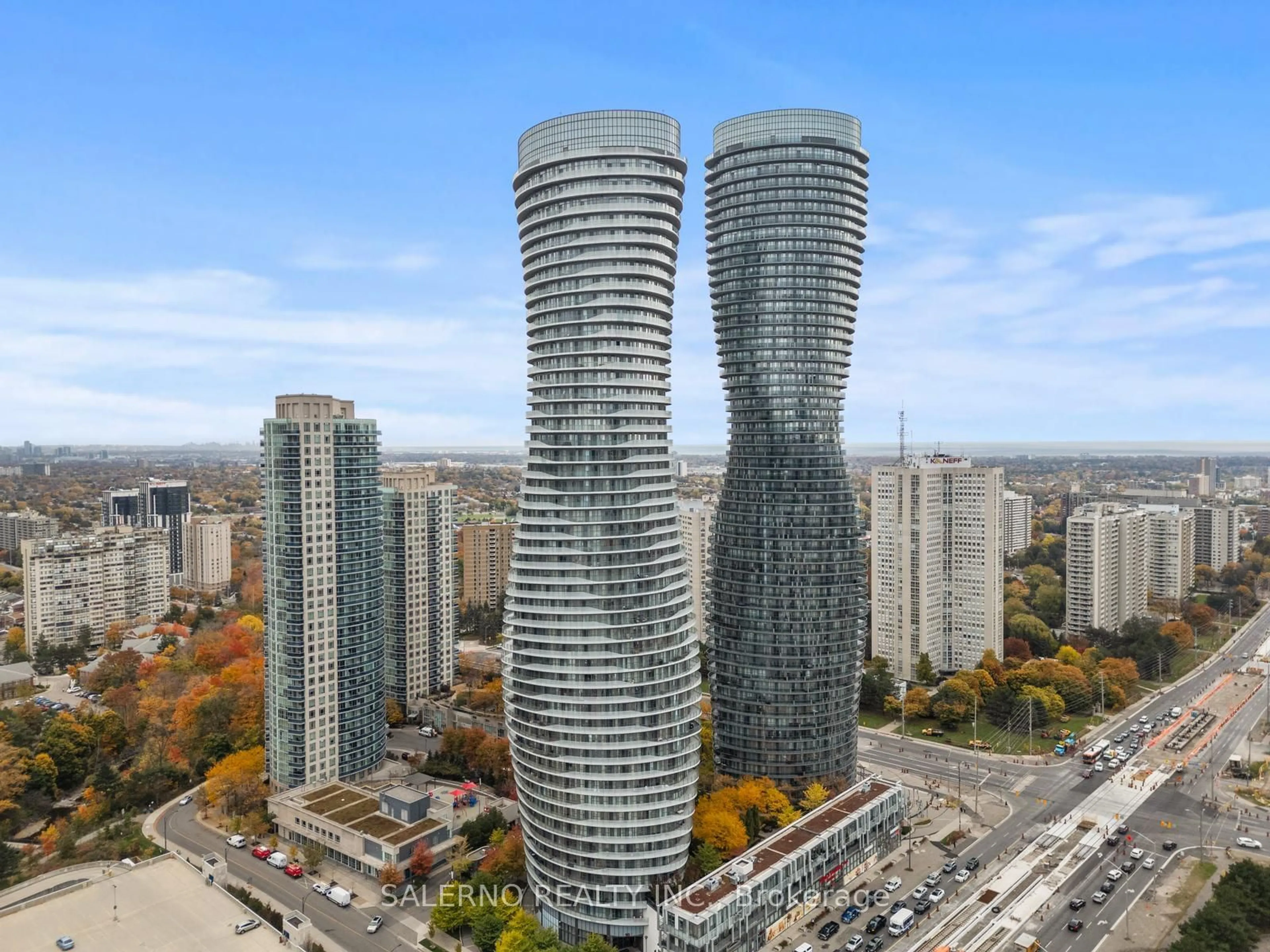 A pic from exterior of the house or condo, the view of city buildings for 50 Absolute Ave #PH 02, Mississauga Ontario L4Z 0A8