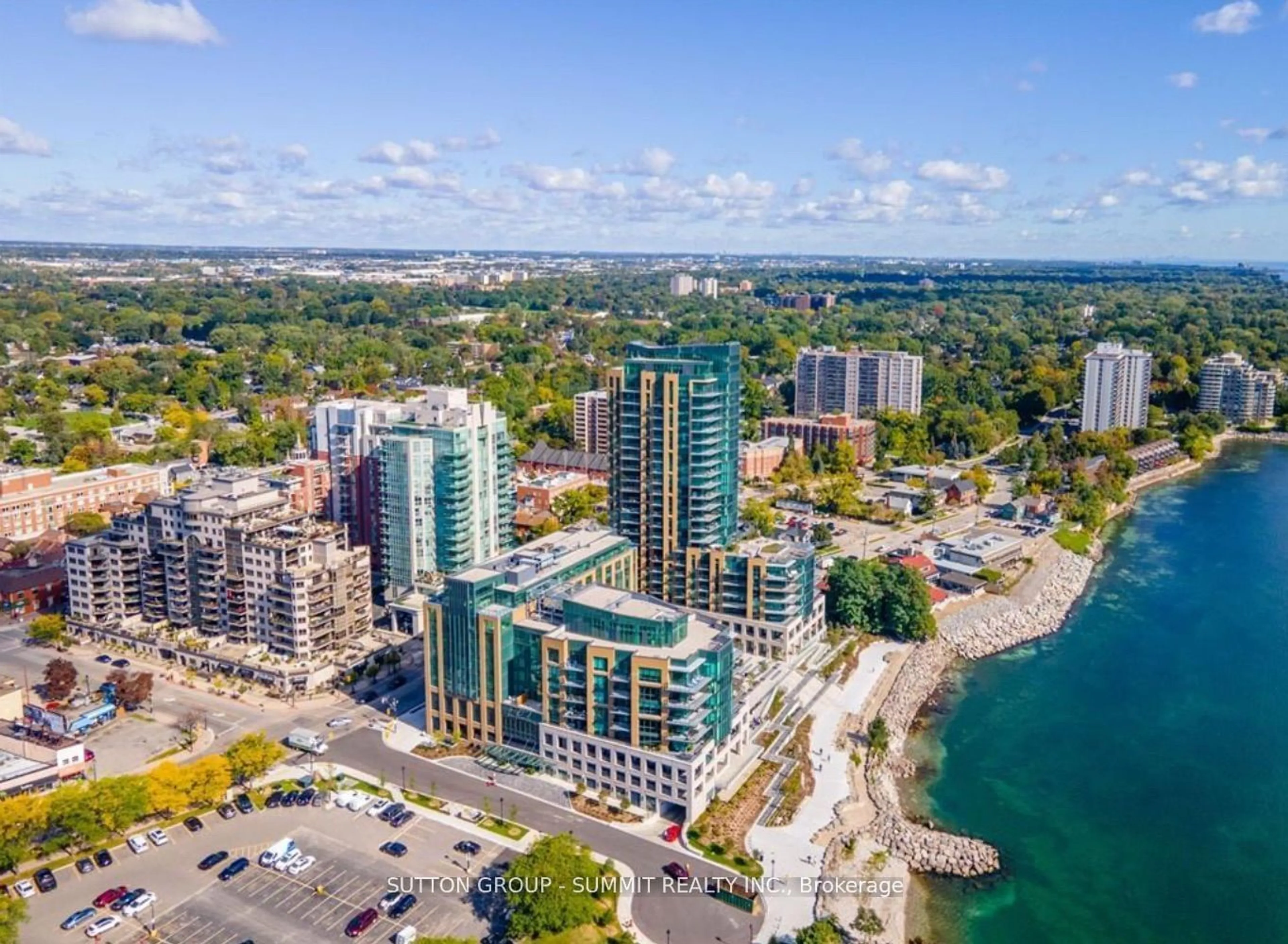 A pic from exterior of the house or condo, the view of city buildings for 2060 LAKESHORE Rd #404, Burlington Ontario L7R 0G2