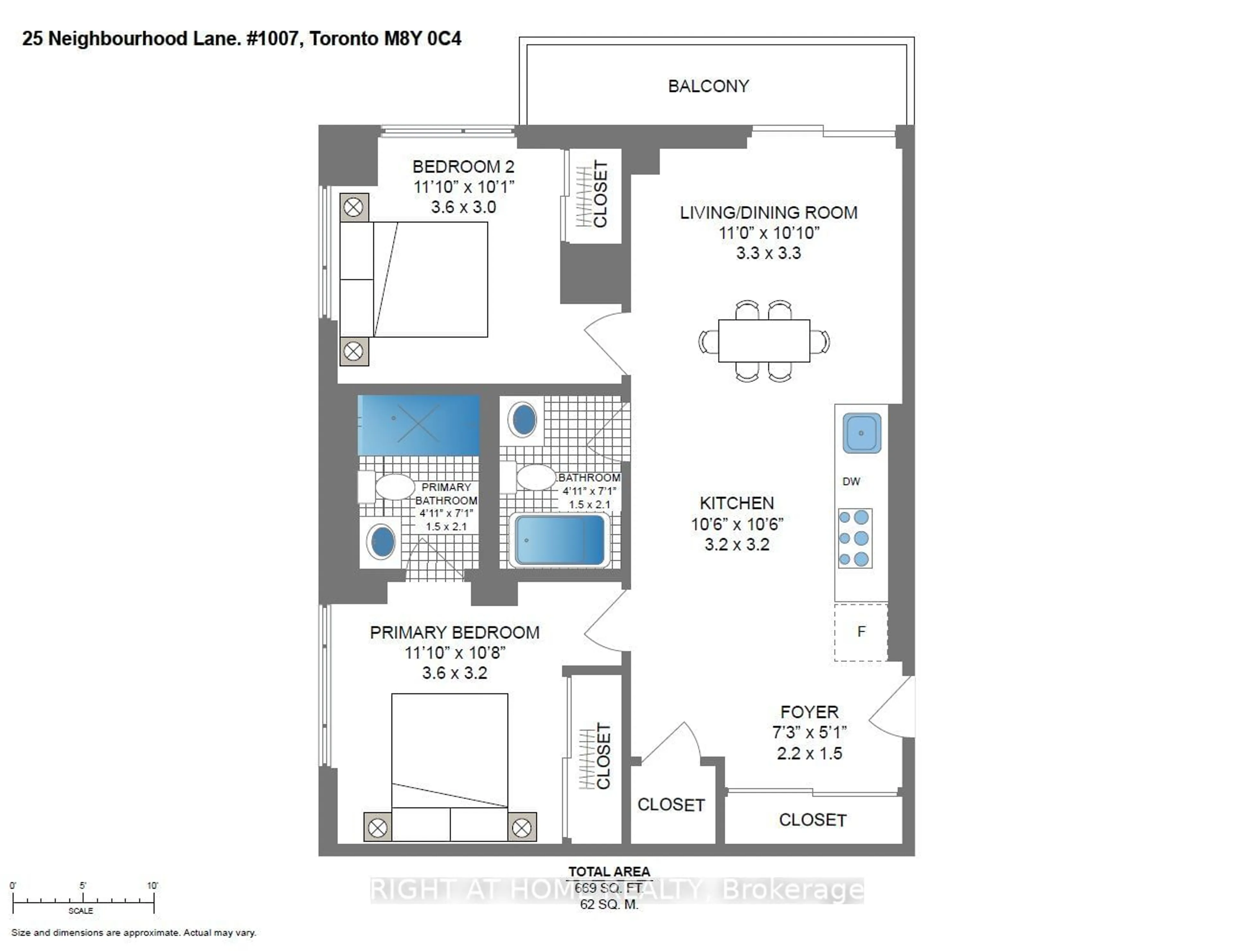 Floor plan for 25 Neighbourhood Lane #1007, Toronto Ontario M8Y 0C4