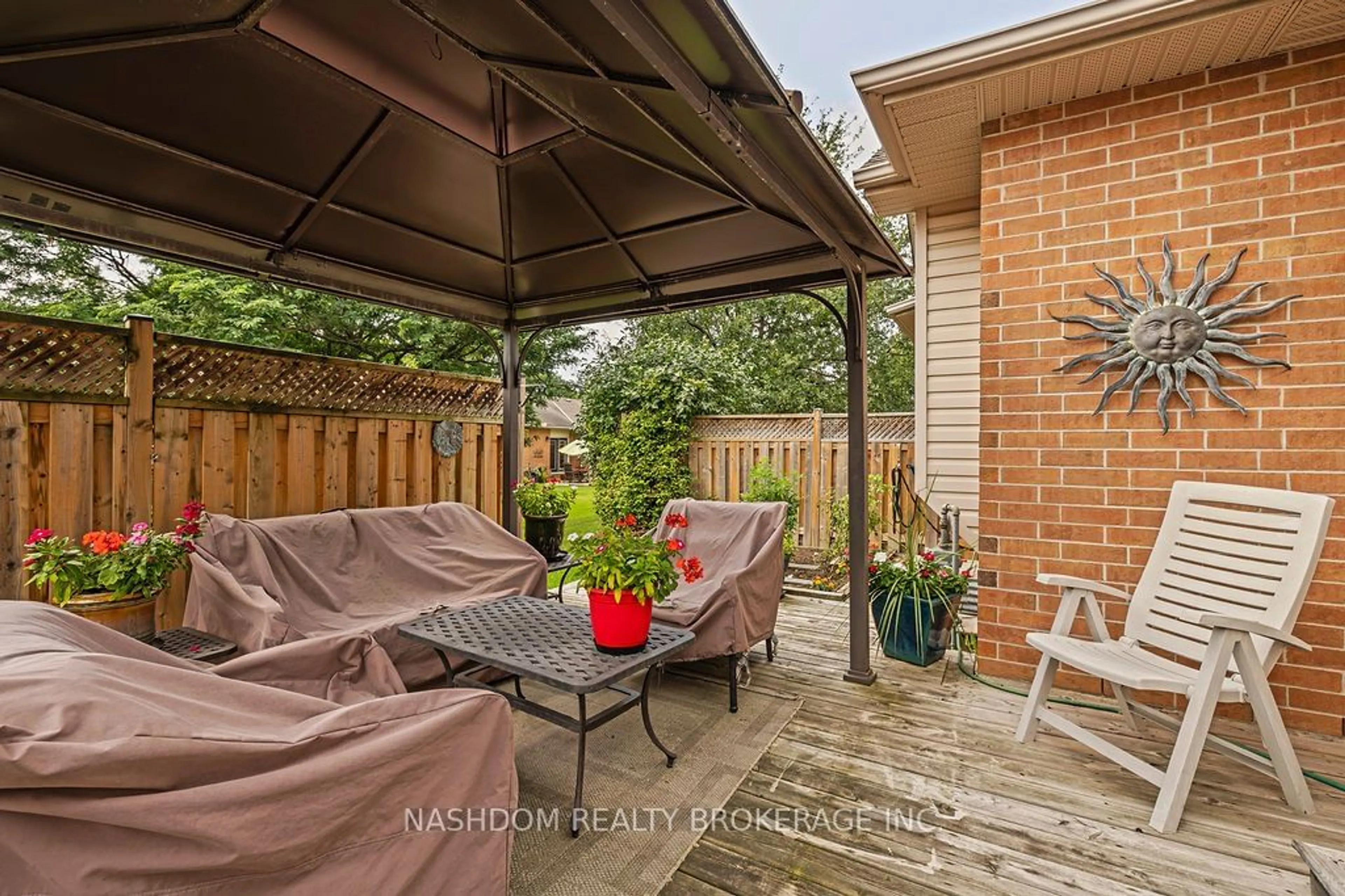 Patio, the fenced backyard for 95 Starfish Dr #37, Hamilton Ontario L0R 1W0