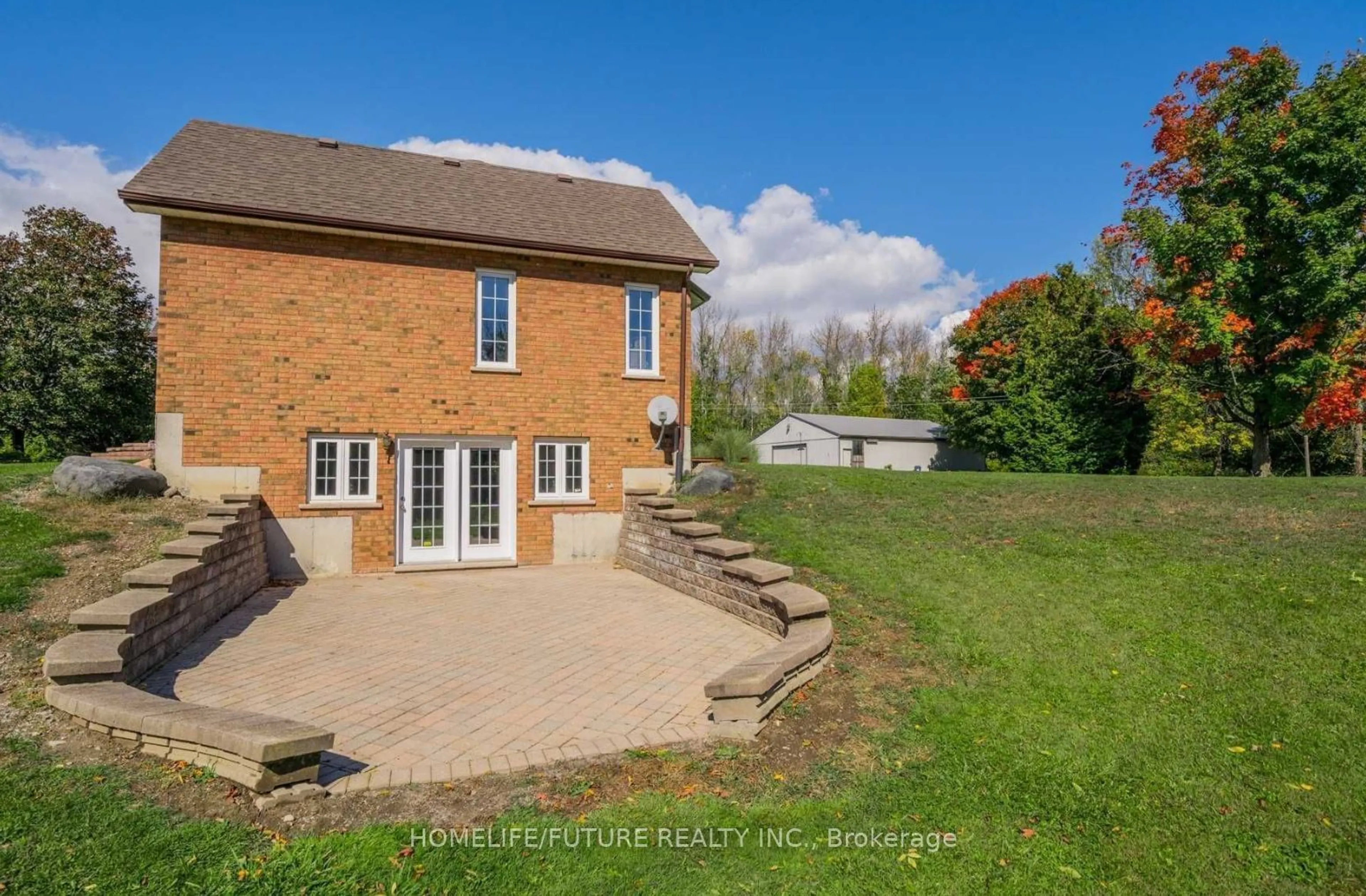 Patio, the fenced backyard for 1497 Pentecostal Rd, Cobourg Ontario K9A 4J8