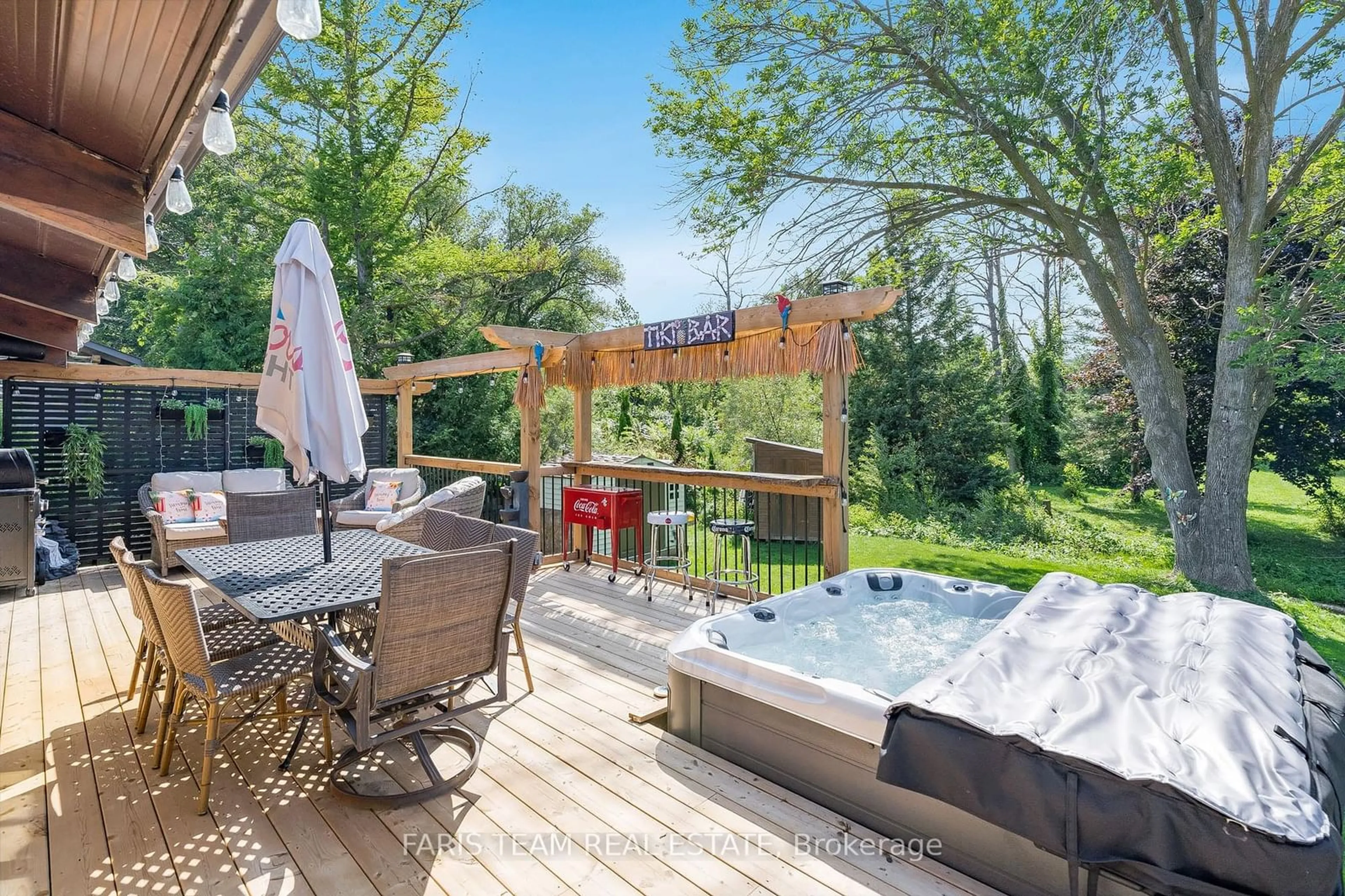 Patio, the fenced backyard for 795744 Grey Road 19, Blue Mountains Ontario L9Y 0P6