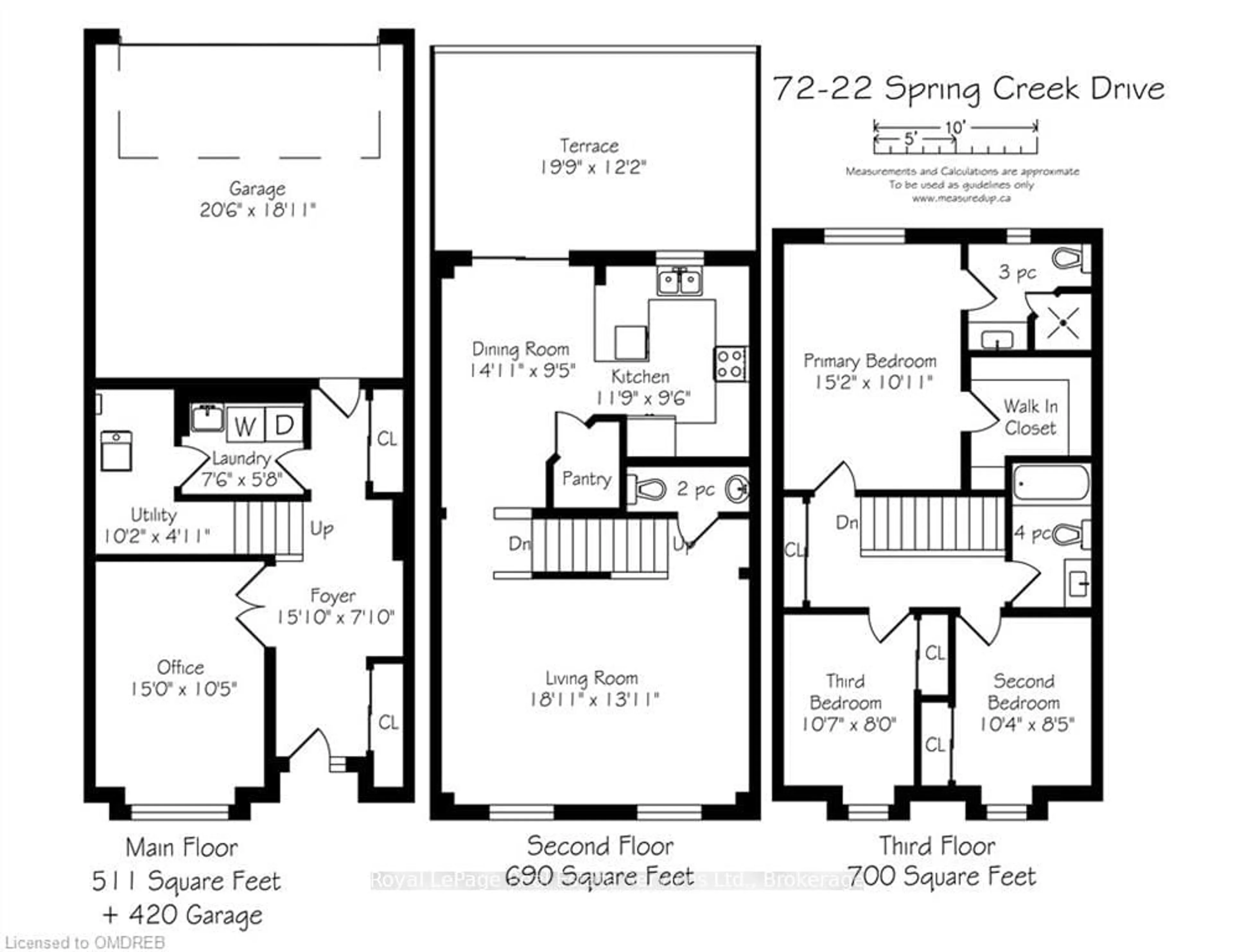 Floor plan for 22 SPRING CREEK DRIVE Dr #72, Hamilton Ontario L8B 1V7