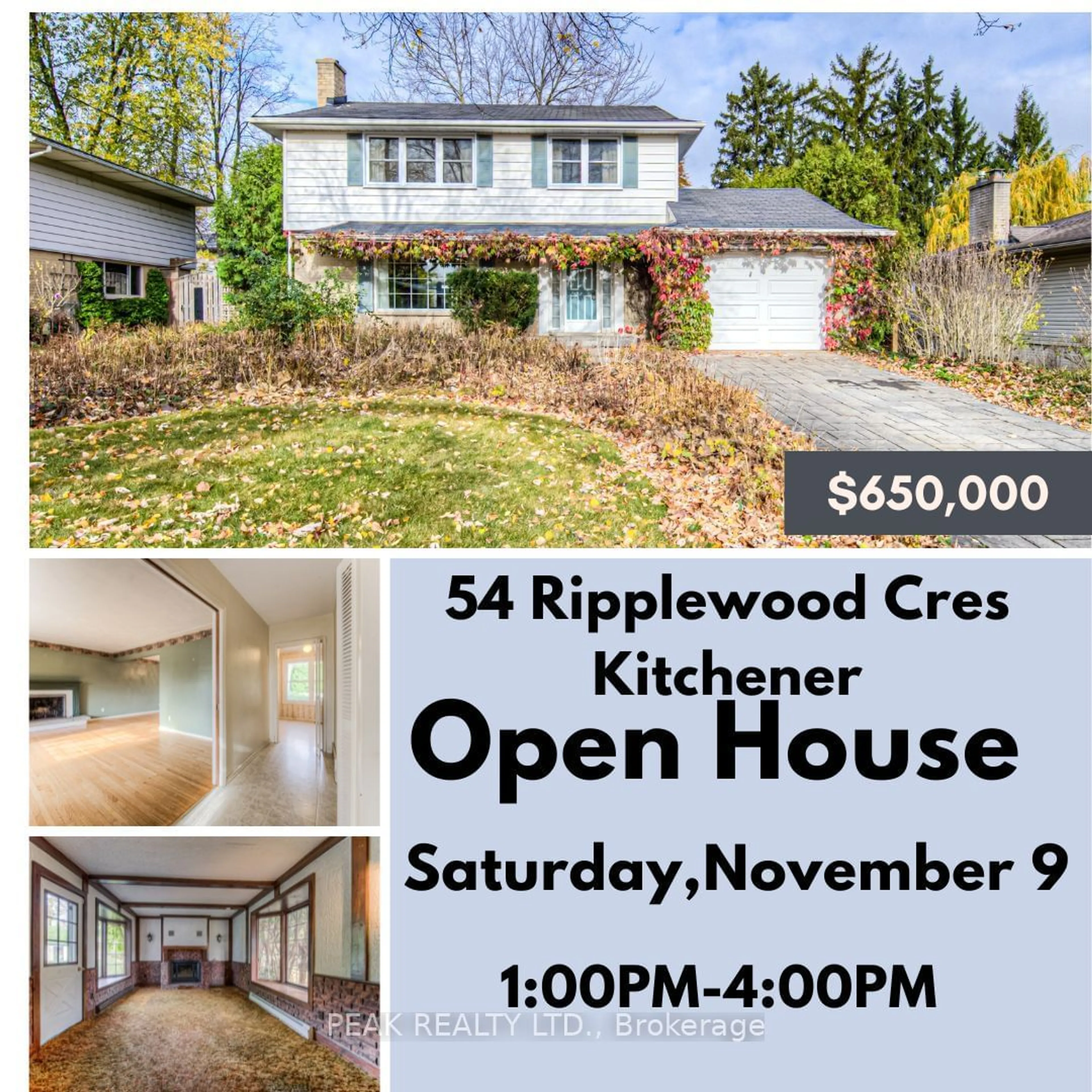 Open concept kitchen for 54 Ripplewood Cres, Kitchener Ontario N2M 4R8