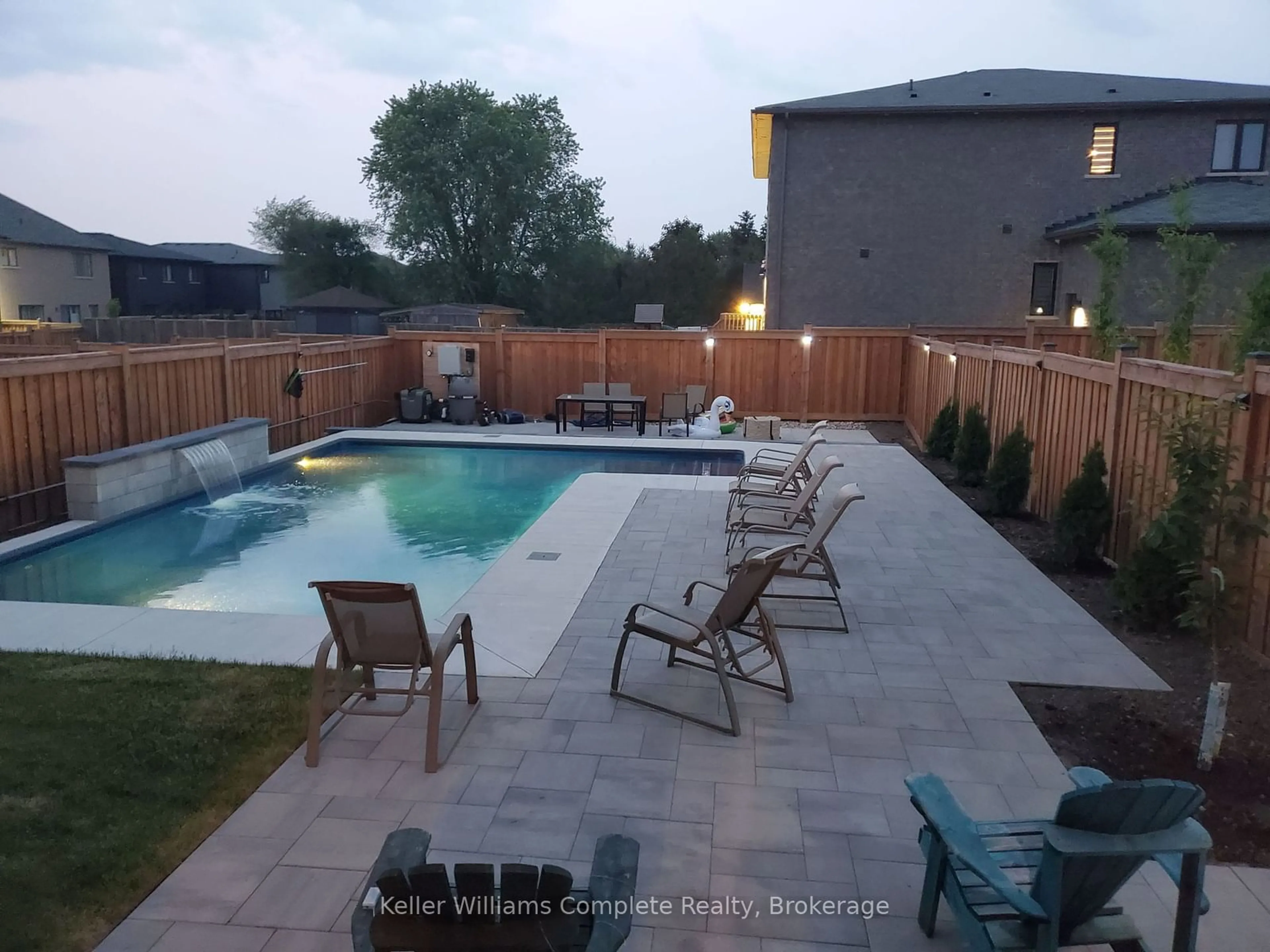 Patio, the fenced backyard for 20 Columbus Gate, Hamilton Ontario L8J 0L3