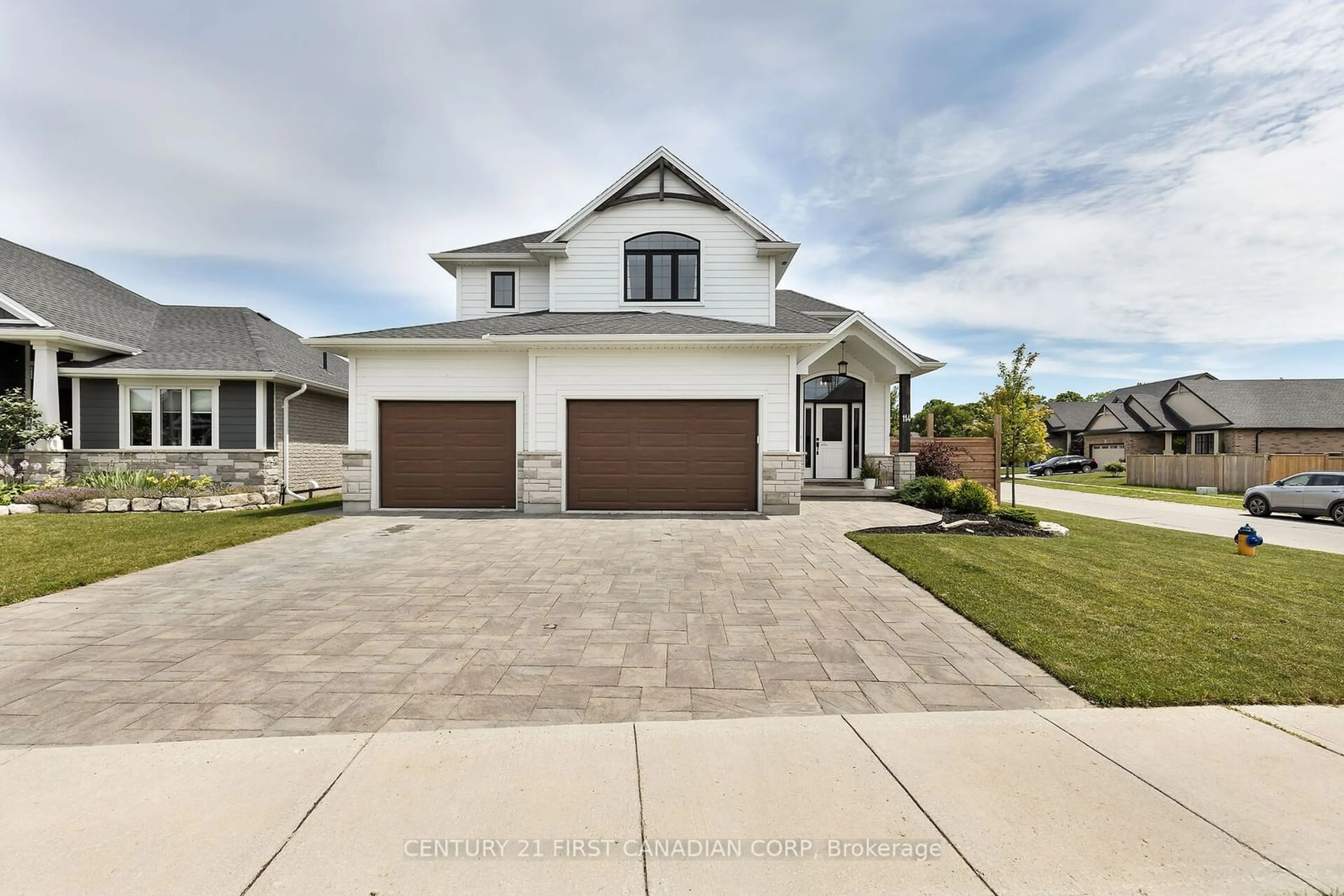 Frontside or backside of a home, the street view for 114 Old Field Lane, Central Elgin Ontario N5L 0A9