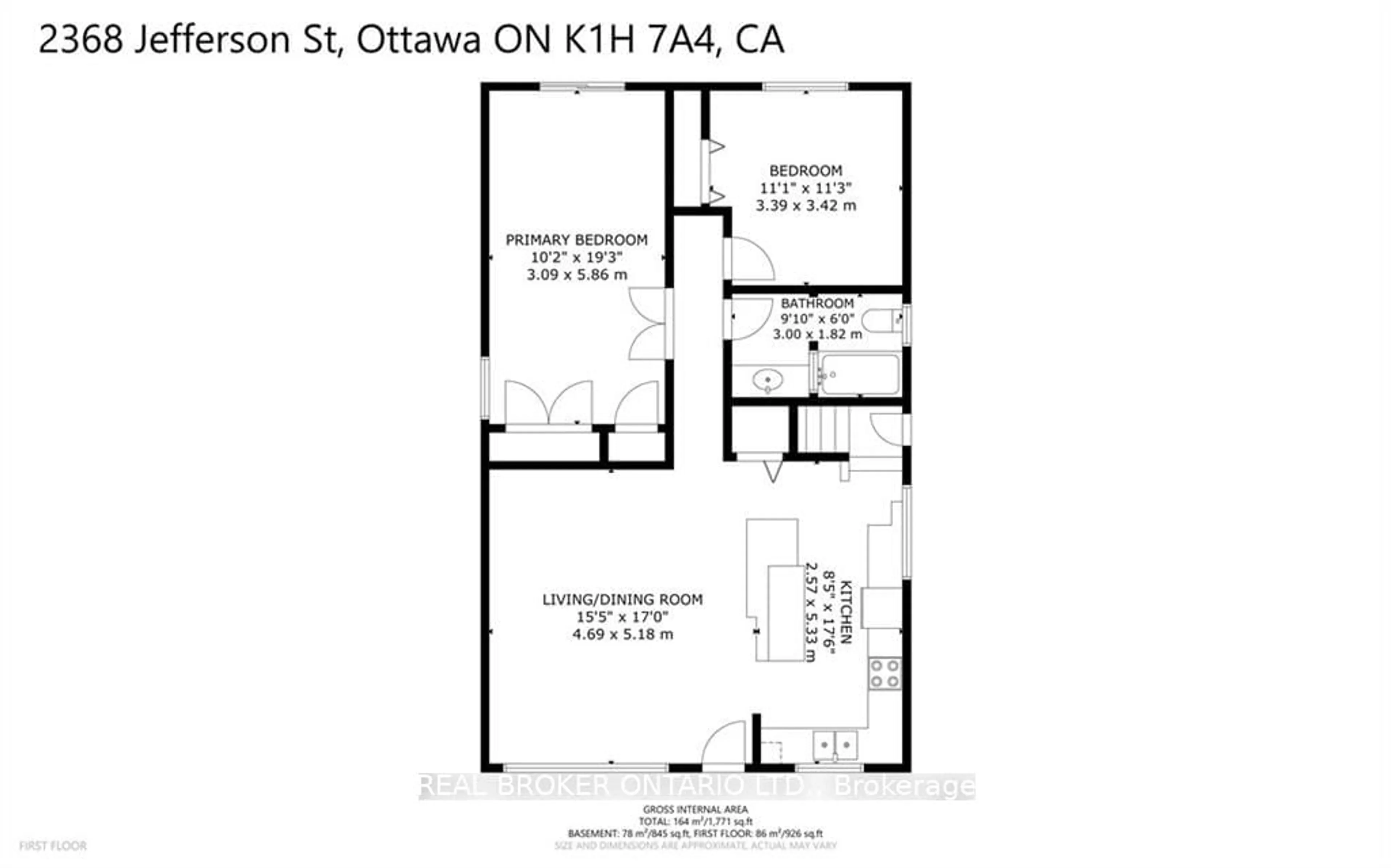 Floor plan for 2368 JEFFERSON St, Alta Vista and Area Ontario K1H 7A4