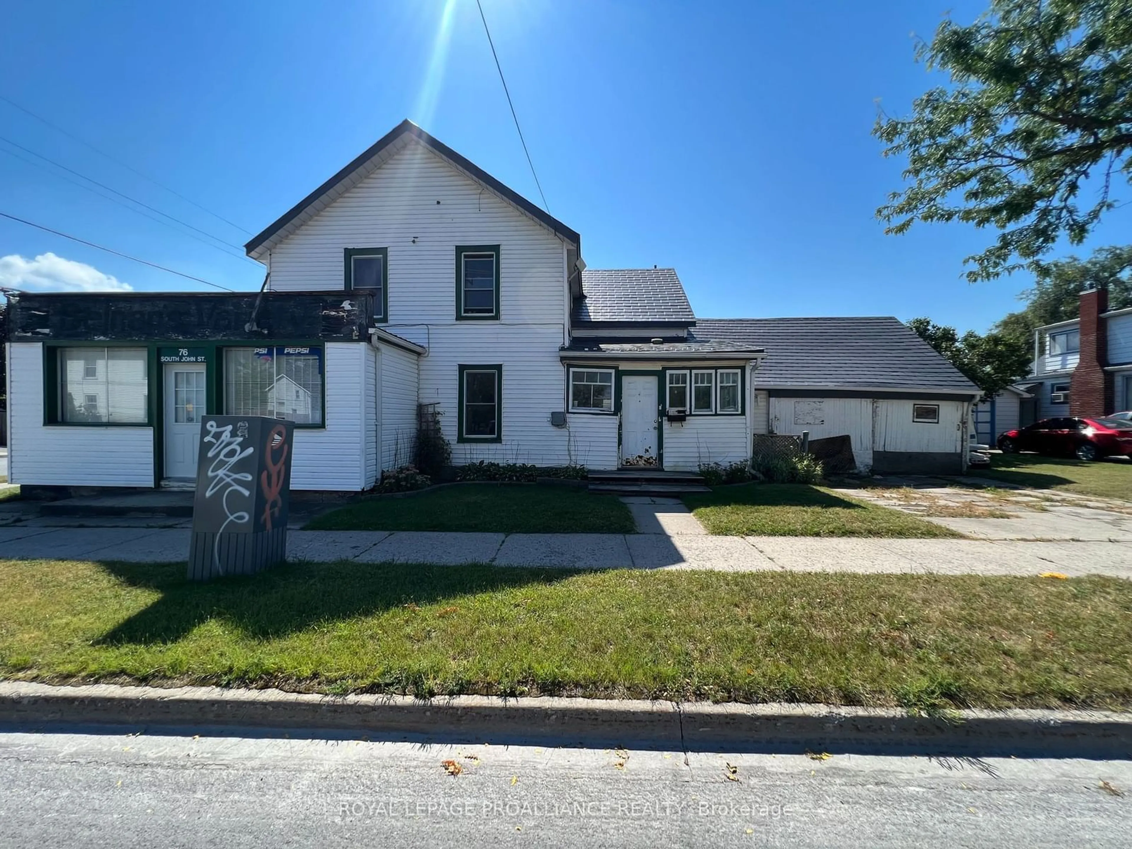 Frontside or backside of a home, the street view for 76 John St, Belleville Ontario K8N 3E3