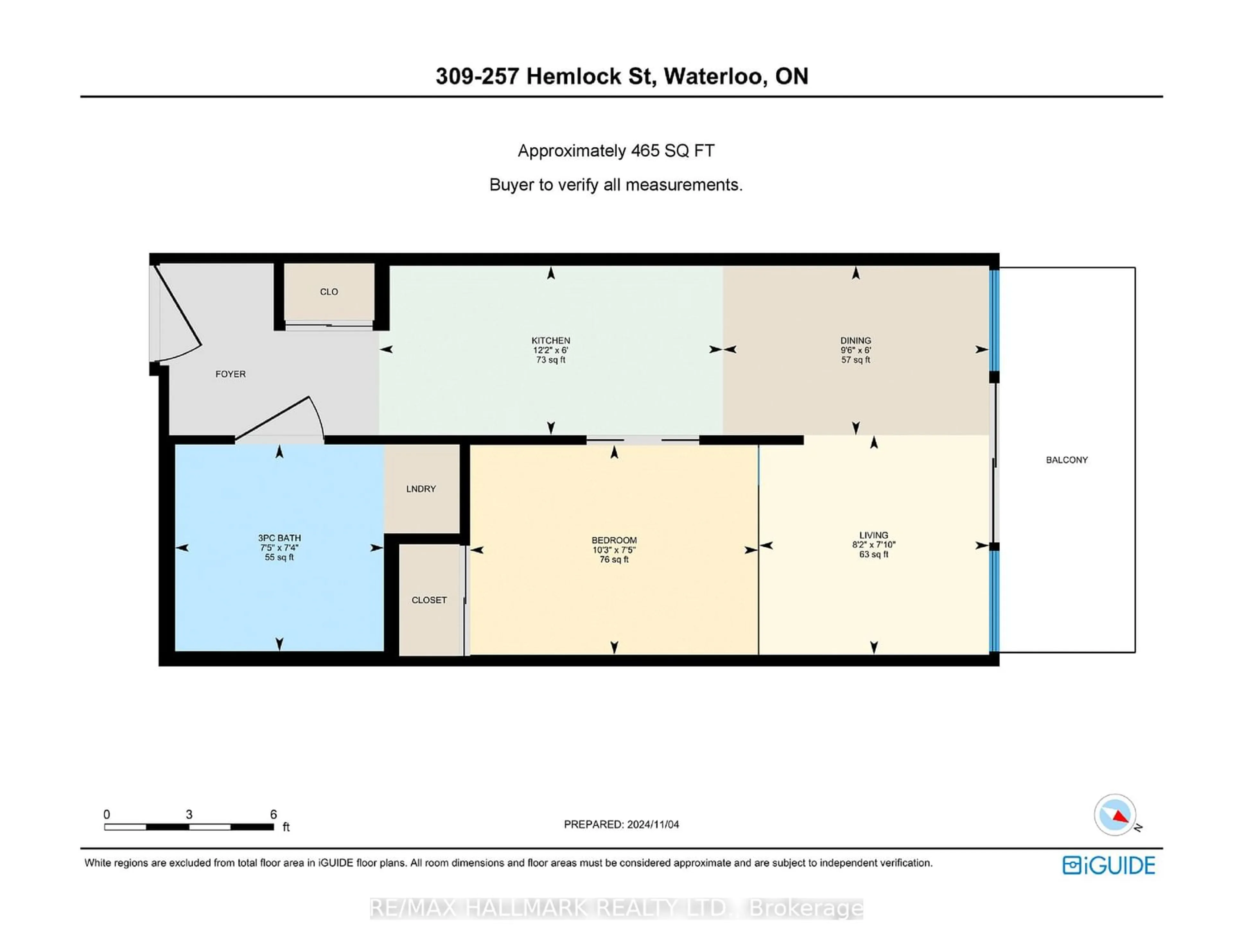 Floor plan for 257 Hemlock St #309, Waterloo Ontario N2L 0K2