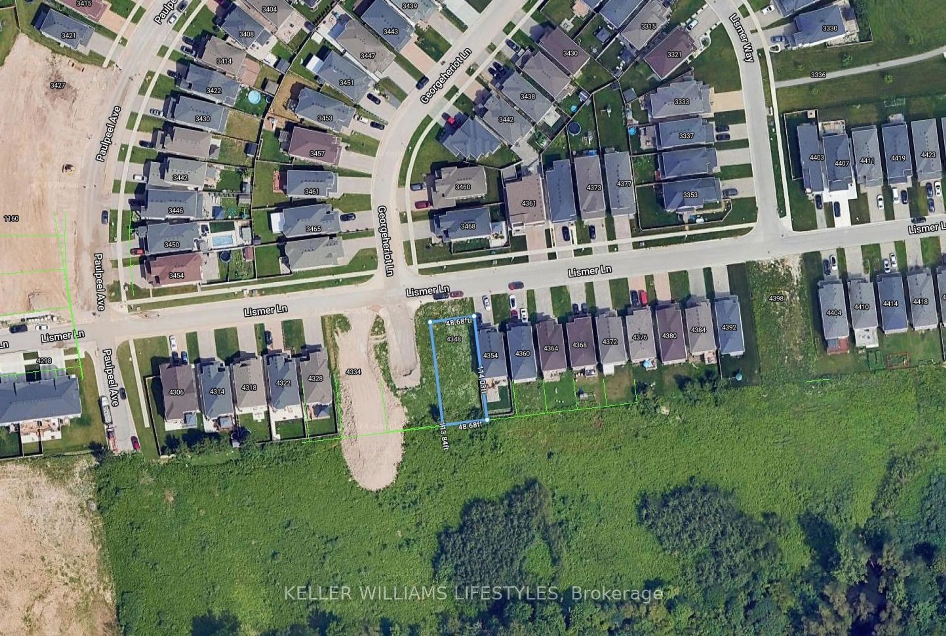 A pic from outside/outdoor area/front of a property/back of a property/a pic from drone, street for 4348 LISMER Lane, London Ontario N6L 0A5