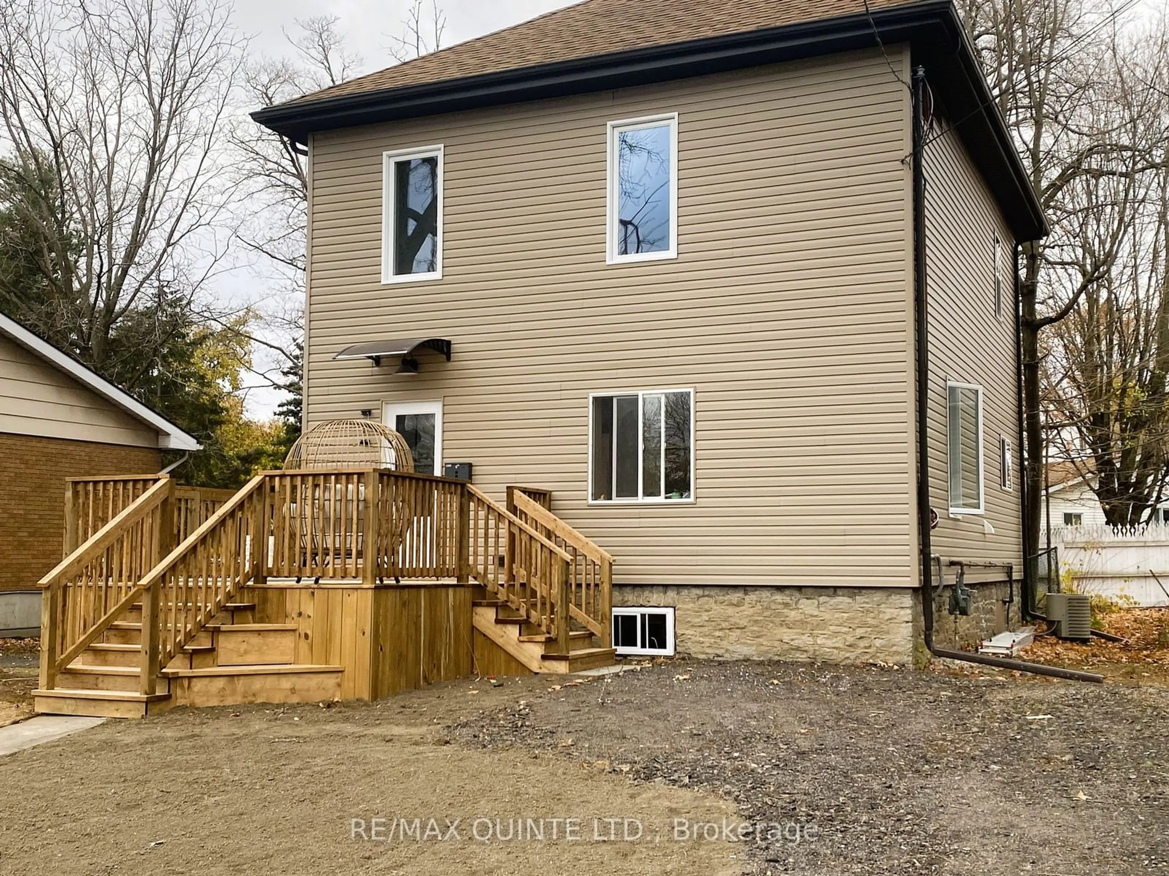 Frontside or backside of a home, the fenced backyard for 42 Highland Ave, Belleville Ontario K8P 3R1