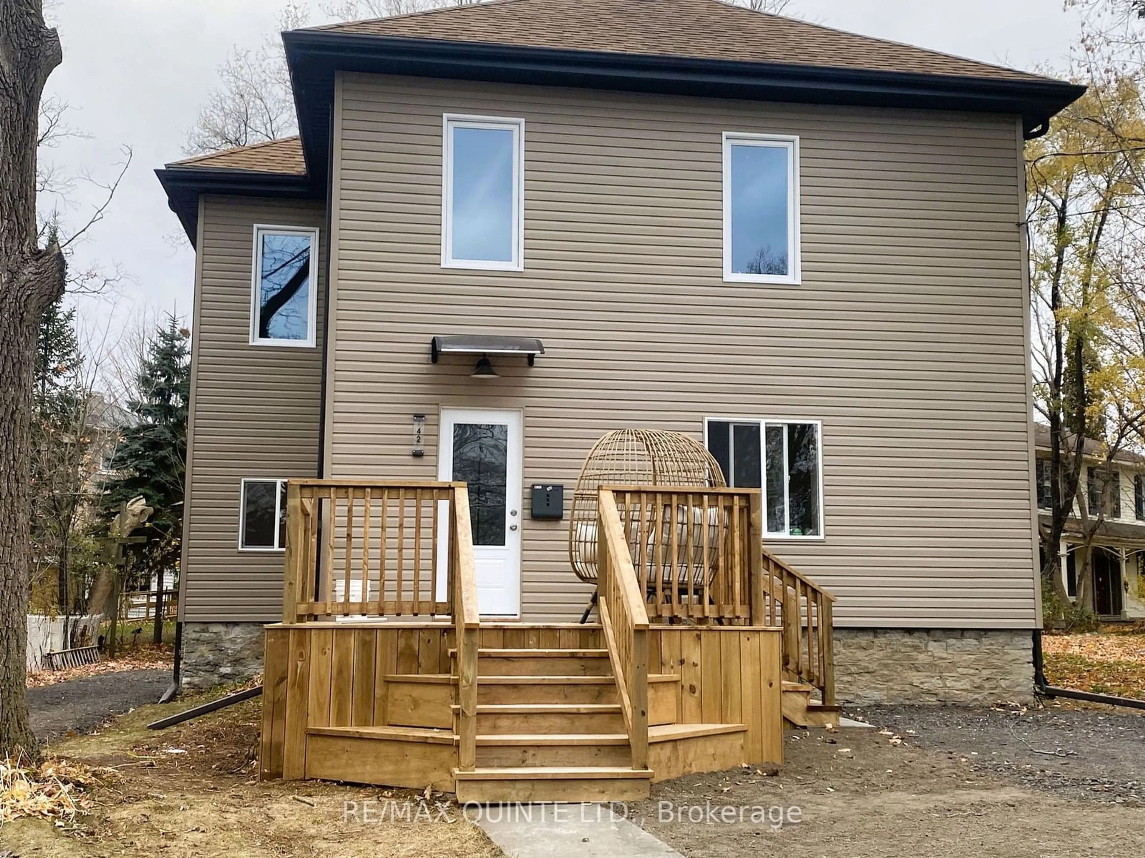 Frontside or backside of a home, the fenced backyard for 42 Highland Ave, Belleville Ontario K8P 3R1