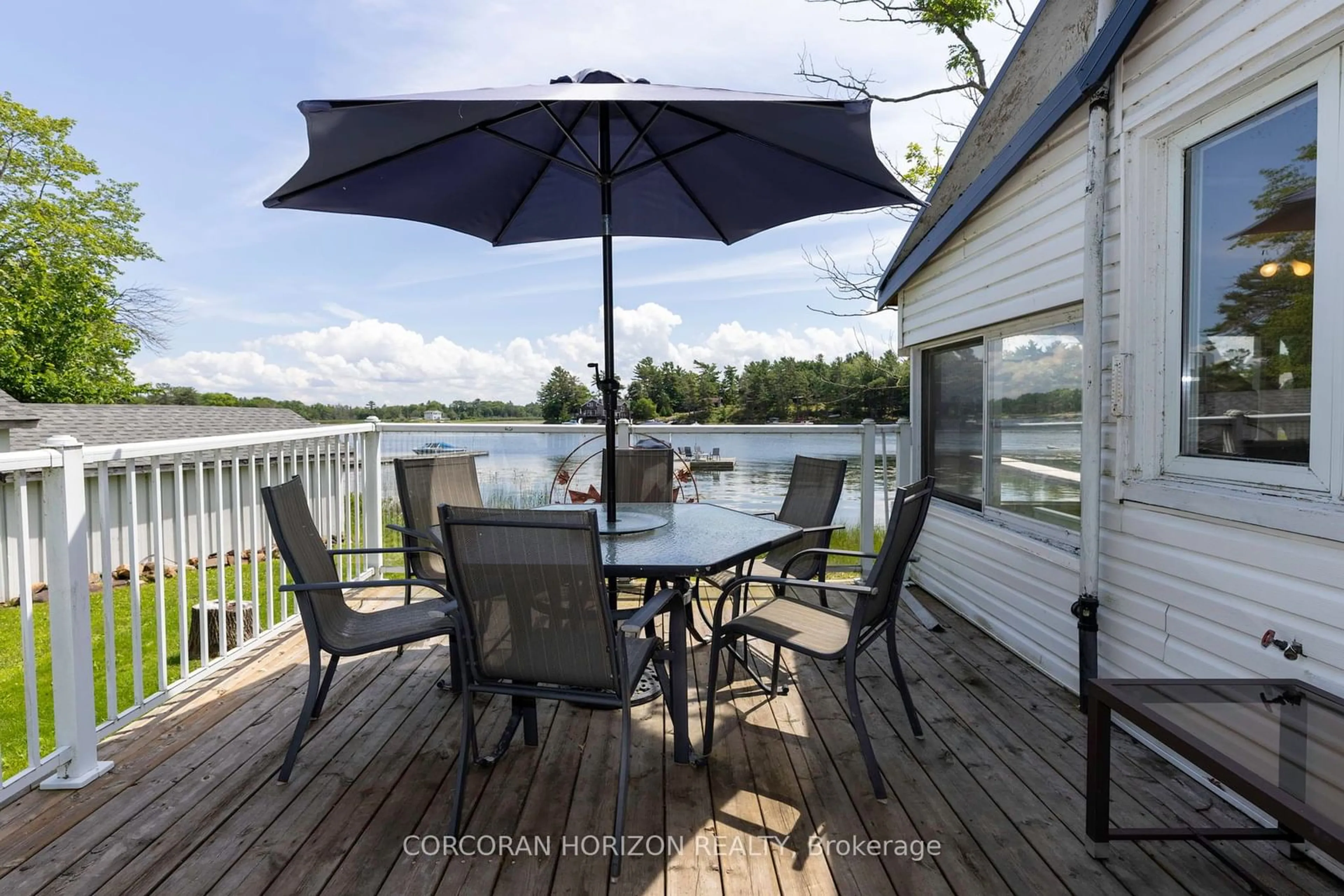 Patio, the fenced backyard for 68 Wolverine Beach Rd, Georgian Bay Ontario L0K 1S0