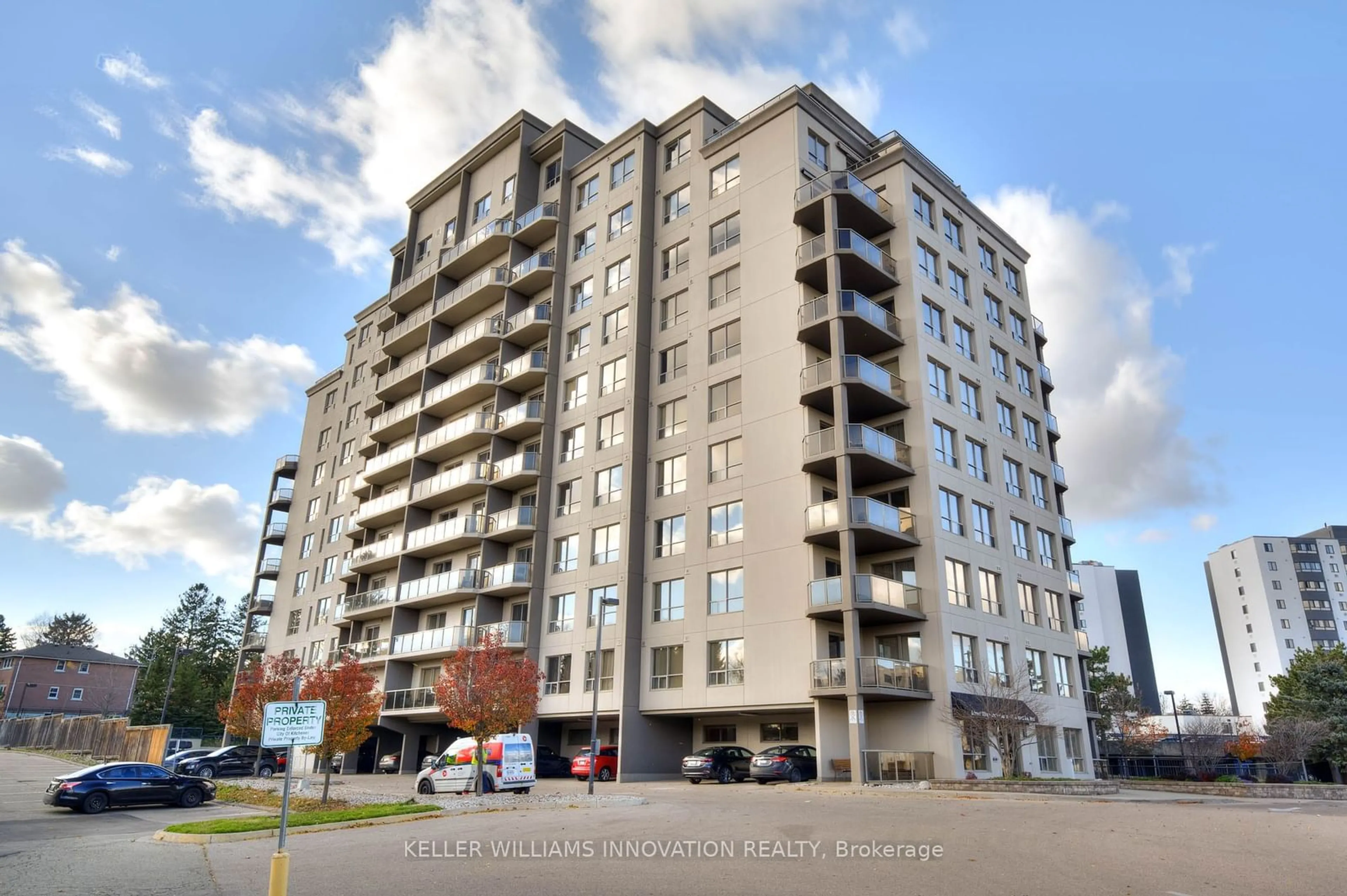 A pic from exterior of the house or condo, the front or back of building for 539 Belmont Ave #310, Kitchener Ontario N2M 0A2