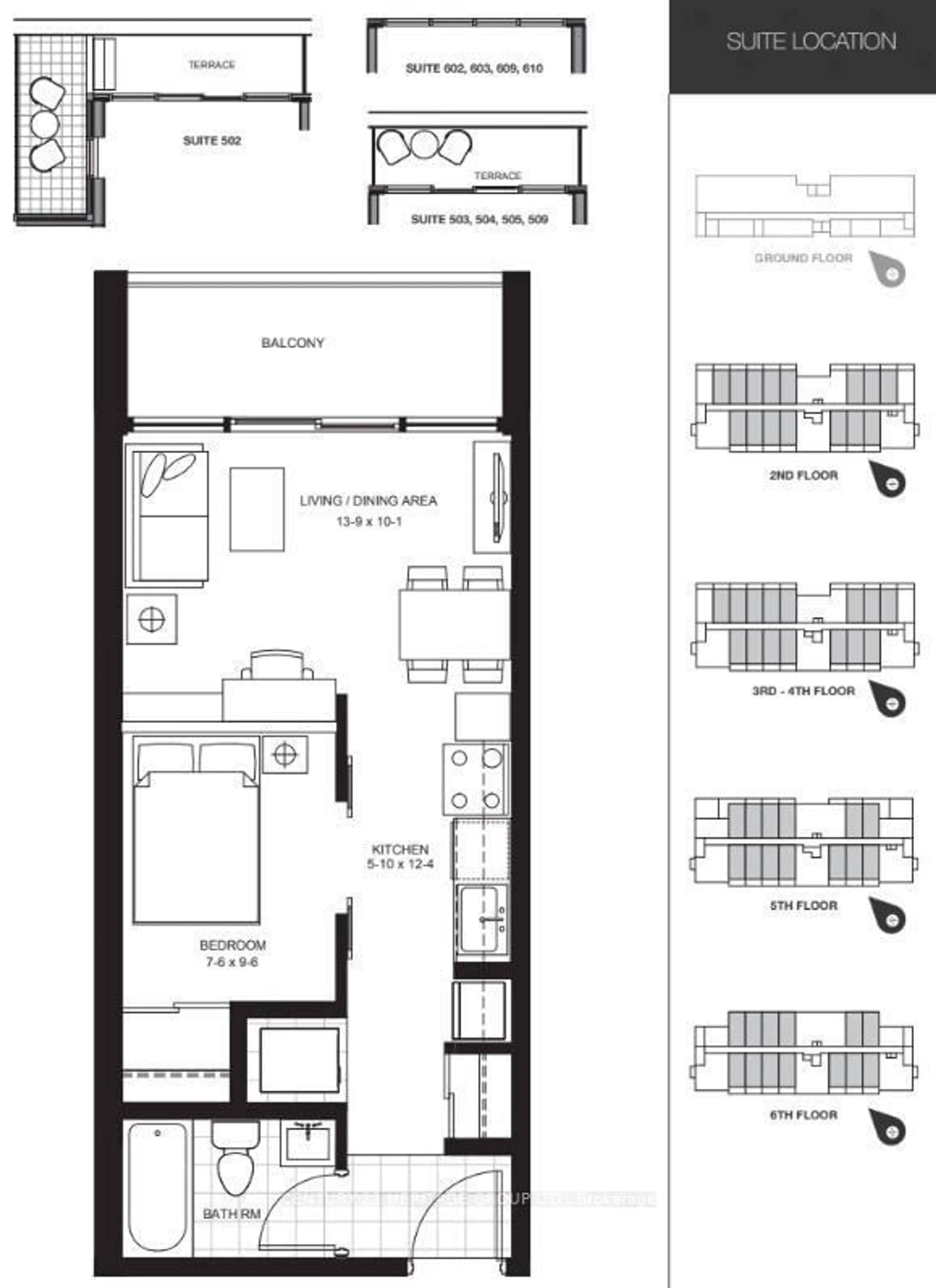 Floor plan for 257 Hemlock St #516, Waterloo Ontario N2L 3R4