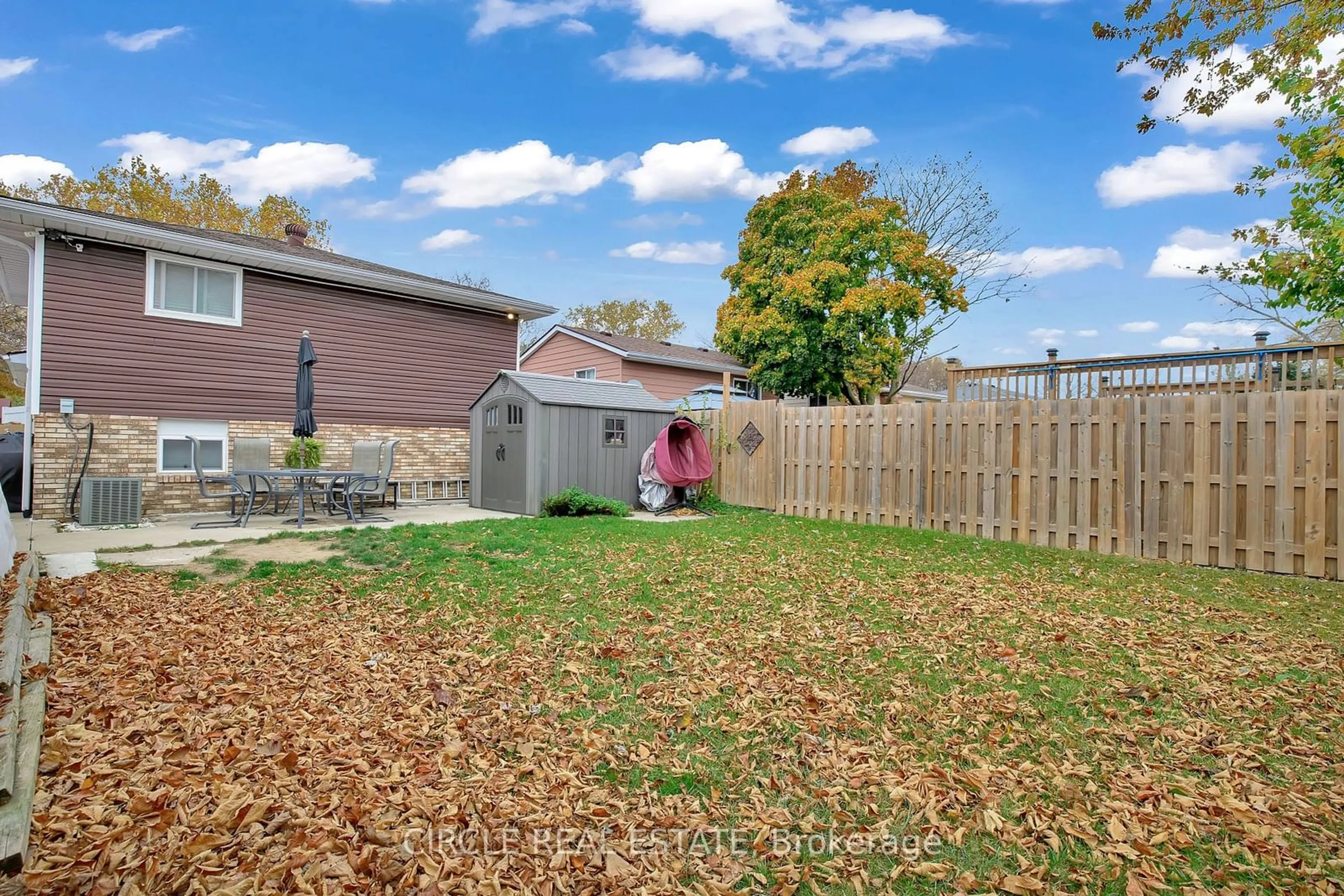 Patio, the fenced backyard for 3691 Wildwood Dr, Windsor Ontario N8R 2B4