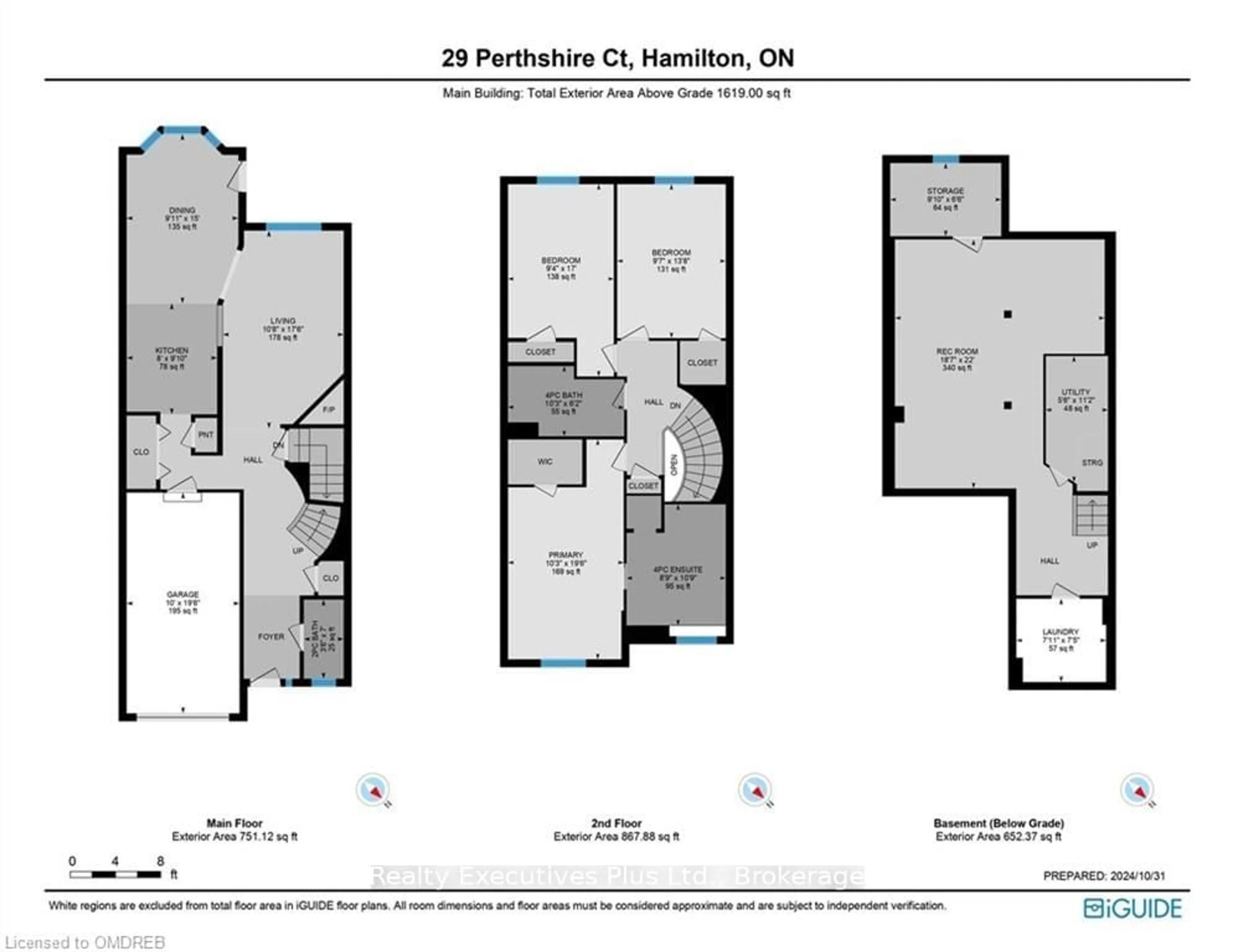 Floor plan for 29 PERTHSHIRE Crt, Hamilton Ontario L9B 2H1