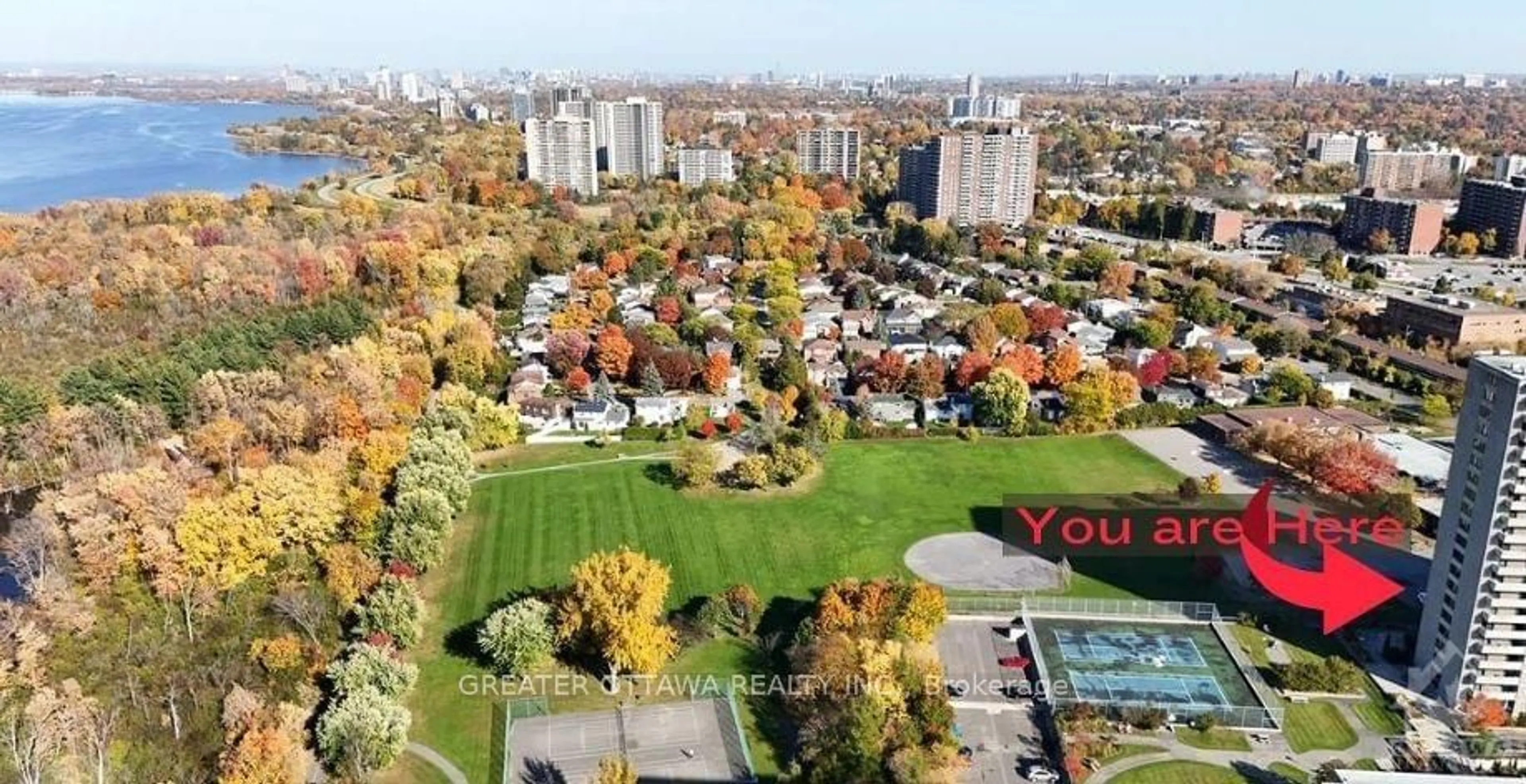 A pic from outside/outdoor area/front of a property/back of a property/a pic from drone, city buildings view from balcony for 2625 REGINA St, Ottawa Ontario K2B 5W8