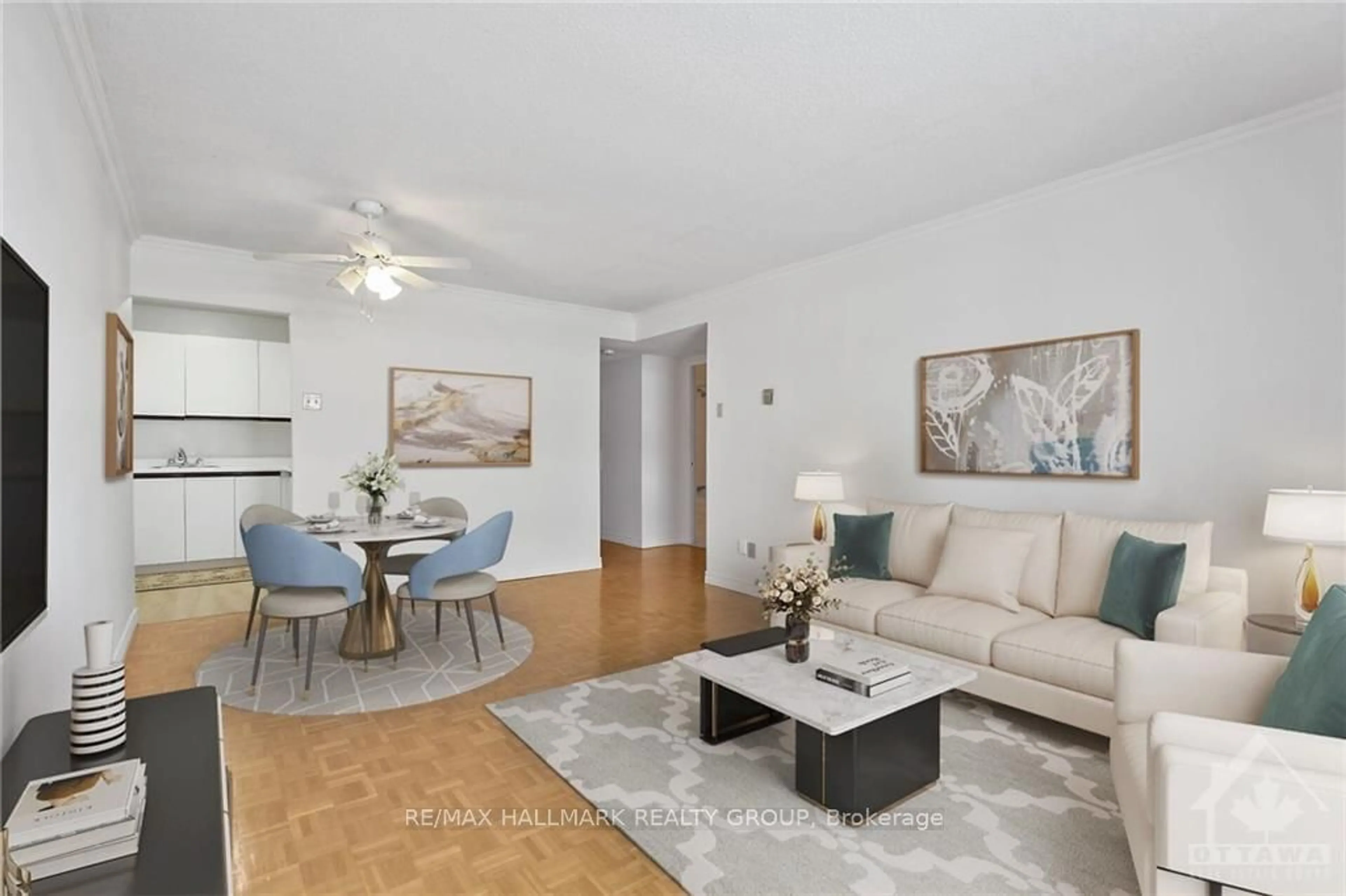 Living room, wood floors for 475 LAURIER Ave #1405, Ottawa Centre Ontario K1R 7X1