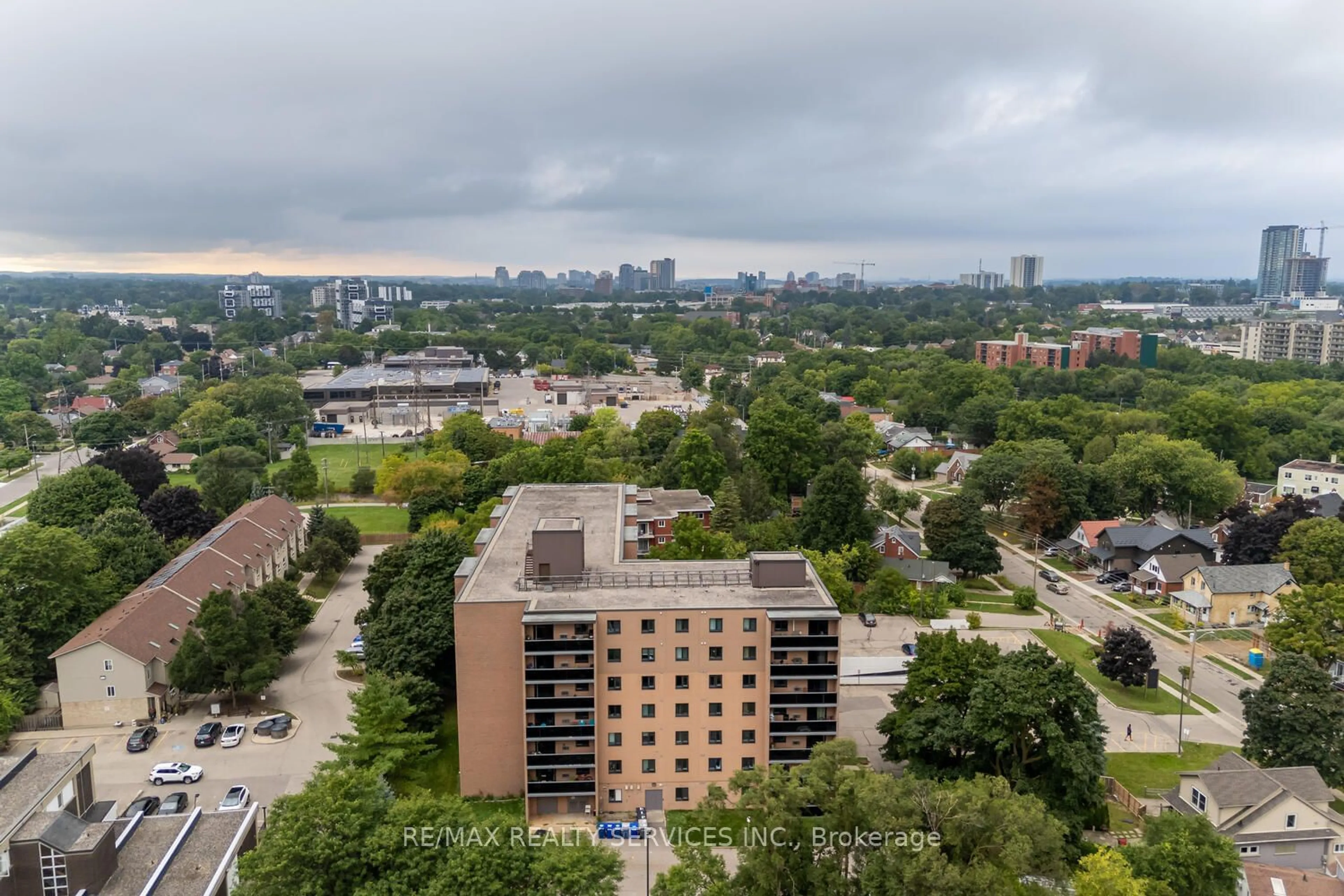 A pic from exterior of the house or condo, the view of city buildings for 29 West Ave #302, Kitchener Ontario N2M 5E4