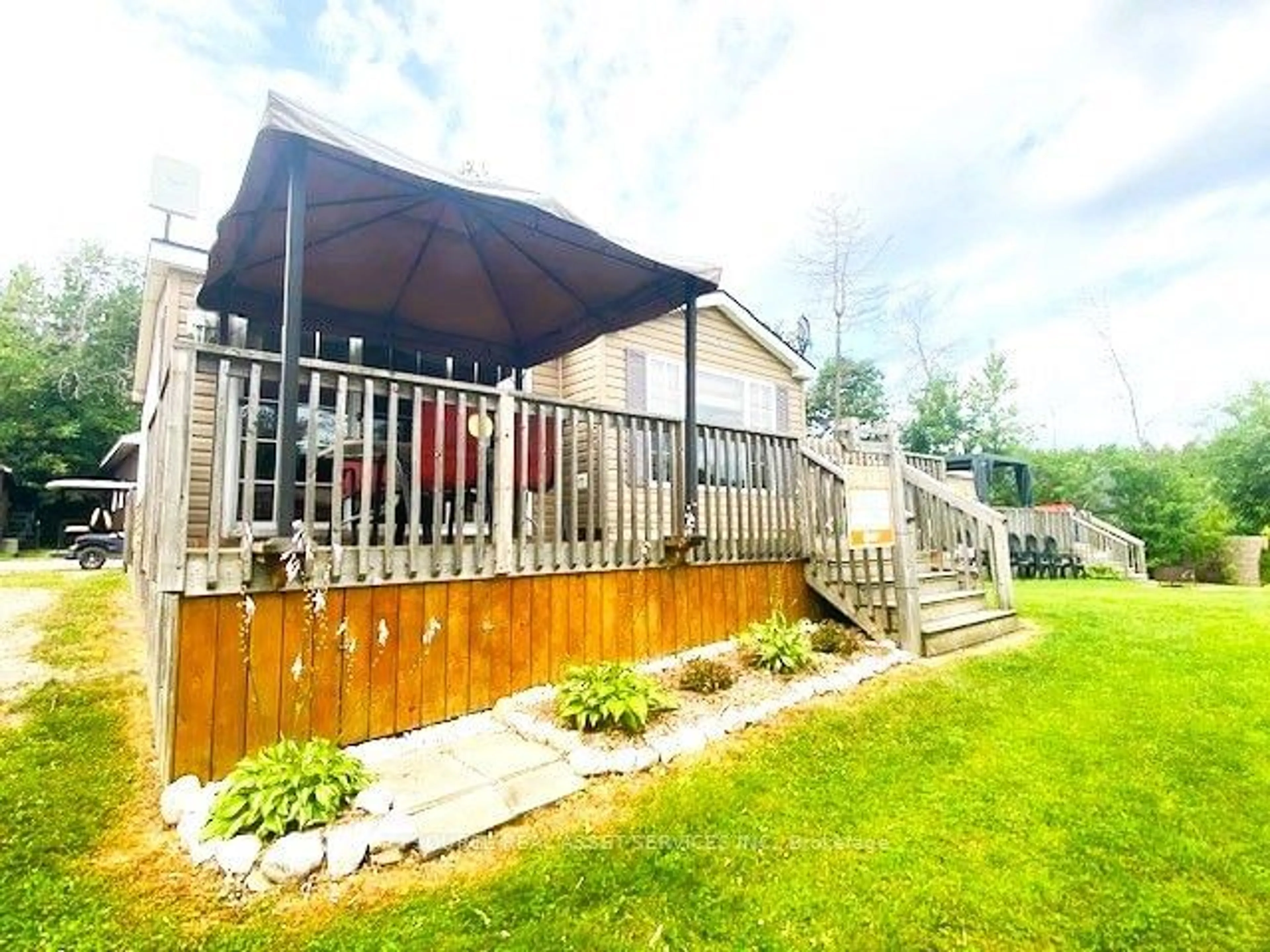 Patio, the fenced backyard for 155 McCrearys Beach #FHR506, Drummond/North Elmsley Ontario K7H 3C8