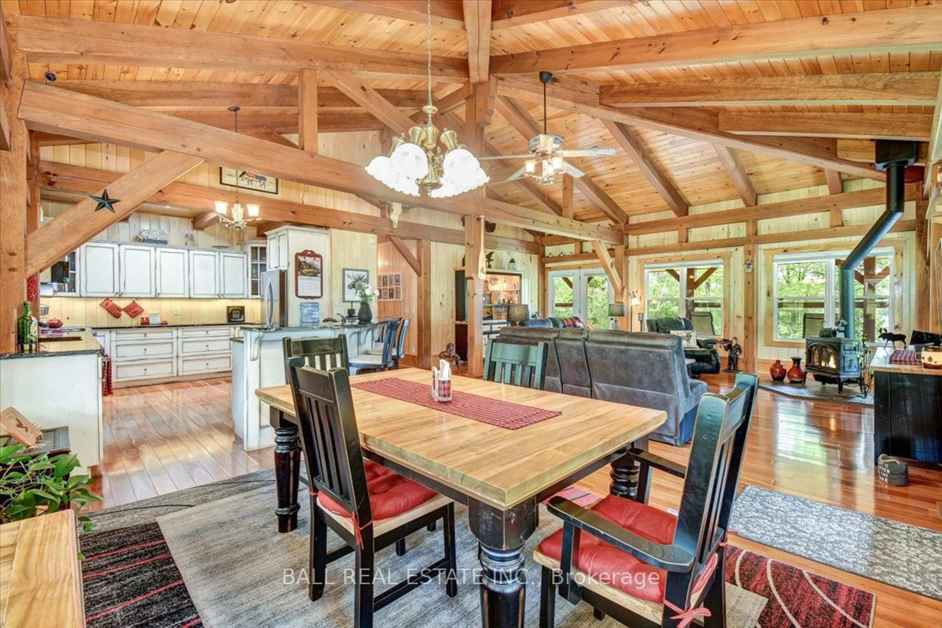 Dining room, wood floors, cottage for 944 Steenburg Lake Rd, Limerick Ontario K0L 1W0