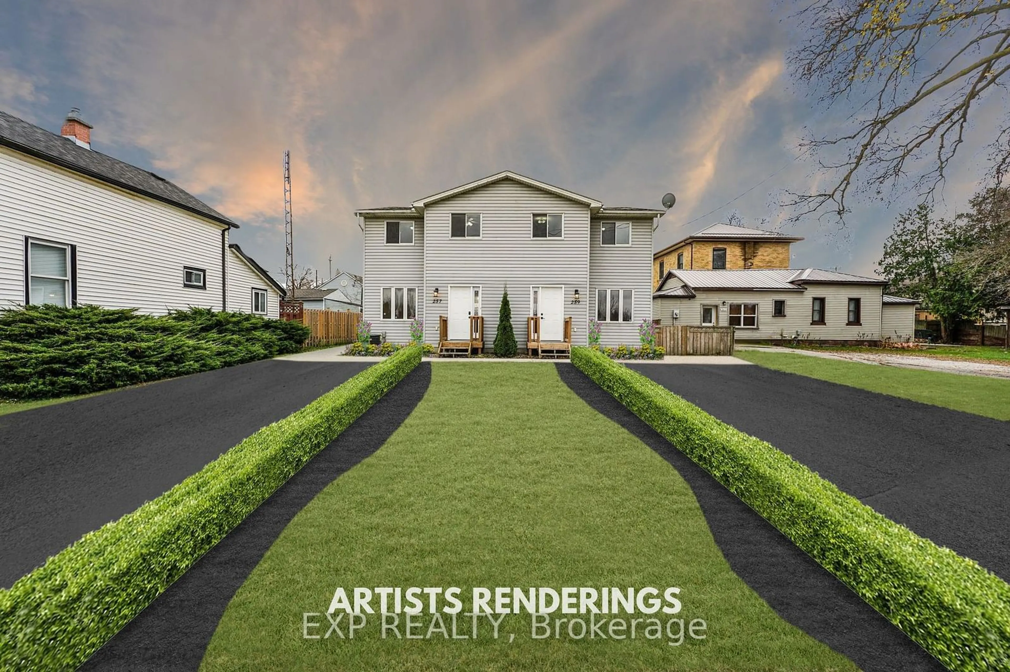 Frontside or backside of a home, the fenced backyard for 257 Charles St, Ingersoll Ontario N5C 2M5