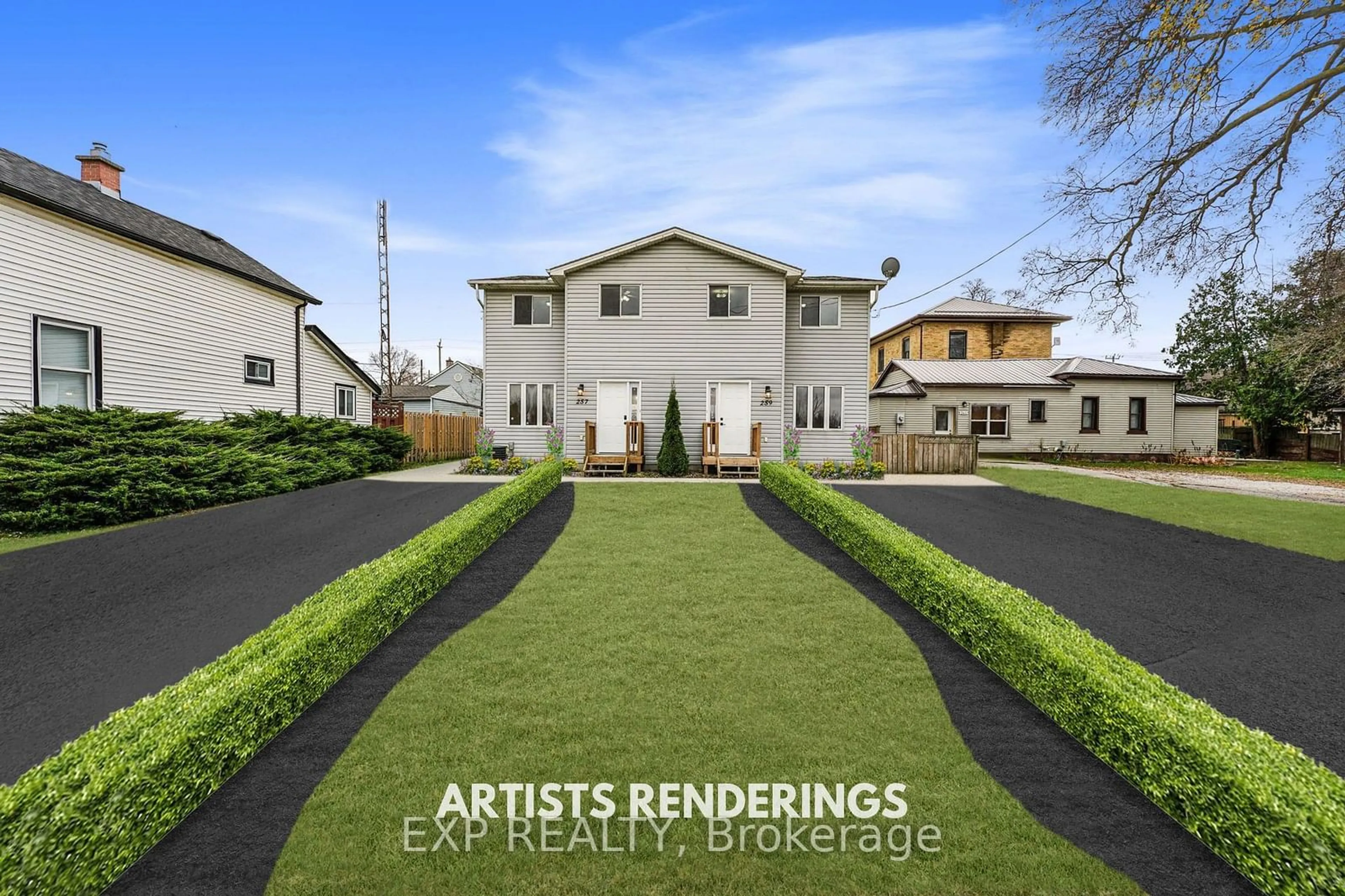 Frontside or backside of a home, the fenced backyard for 259 Charles St, Ingersoll Ontario N5C 2M5